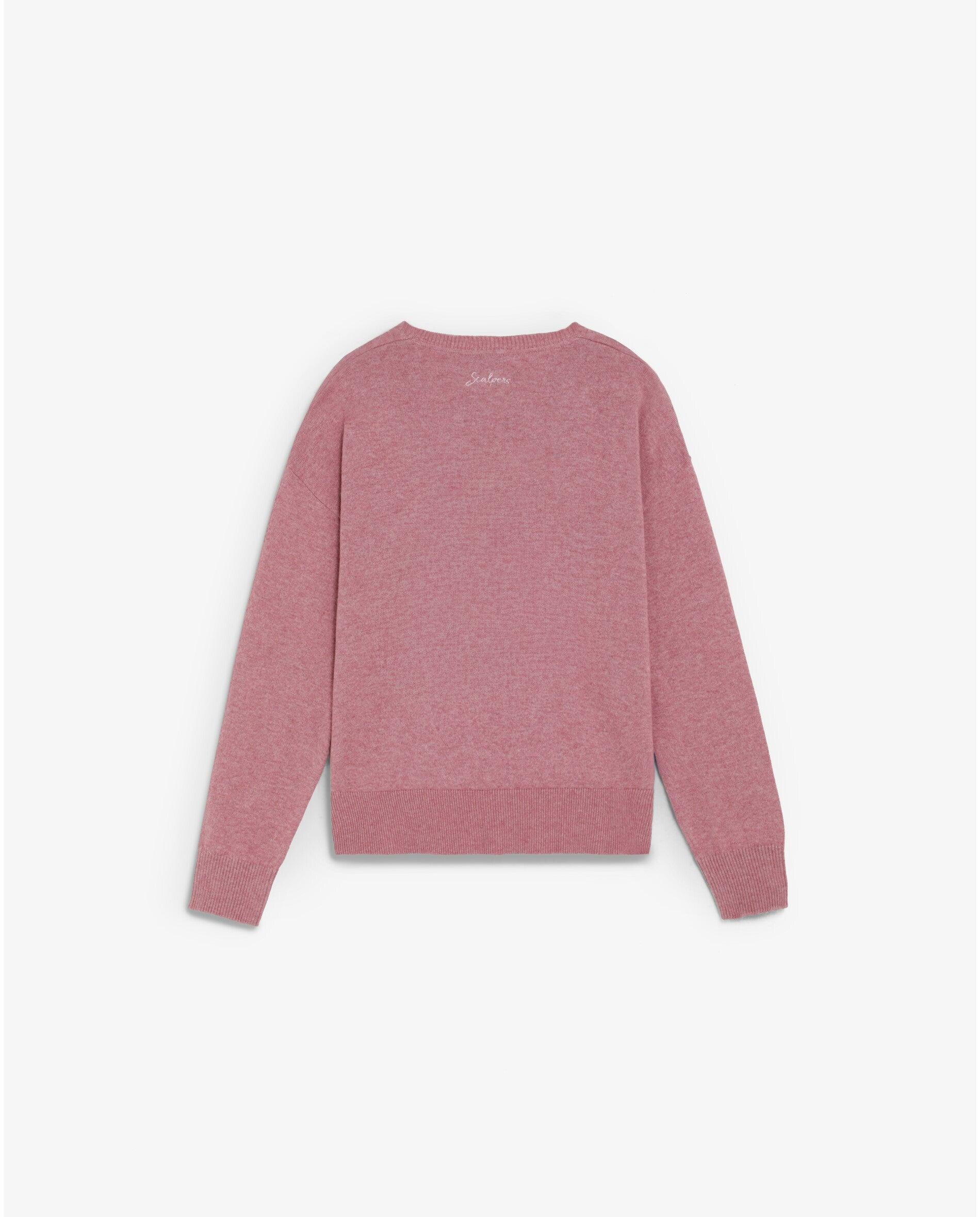 Camisola Infantil com Gola Redonda e Caveira em Tom Frontal Scalpers Rosa-2