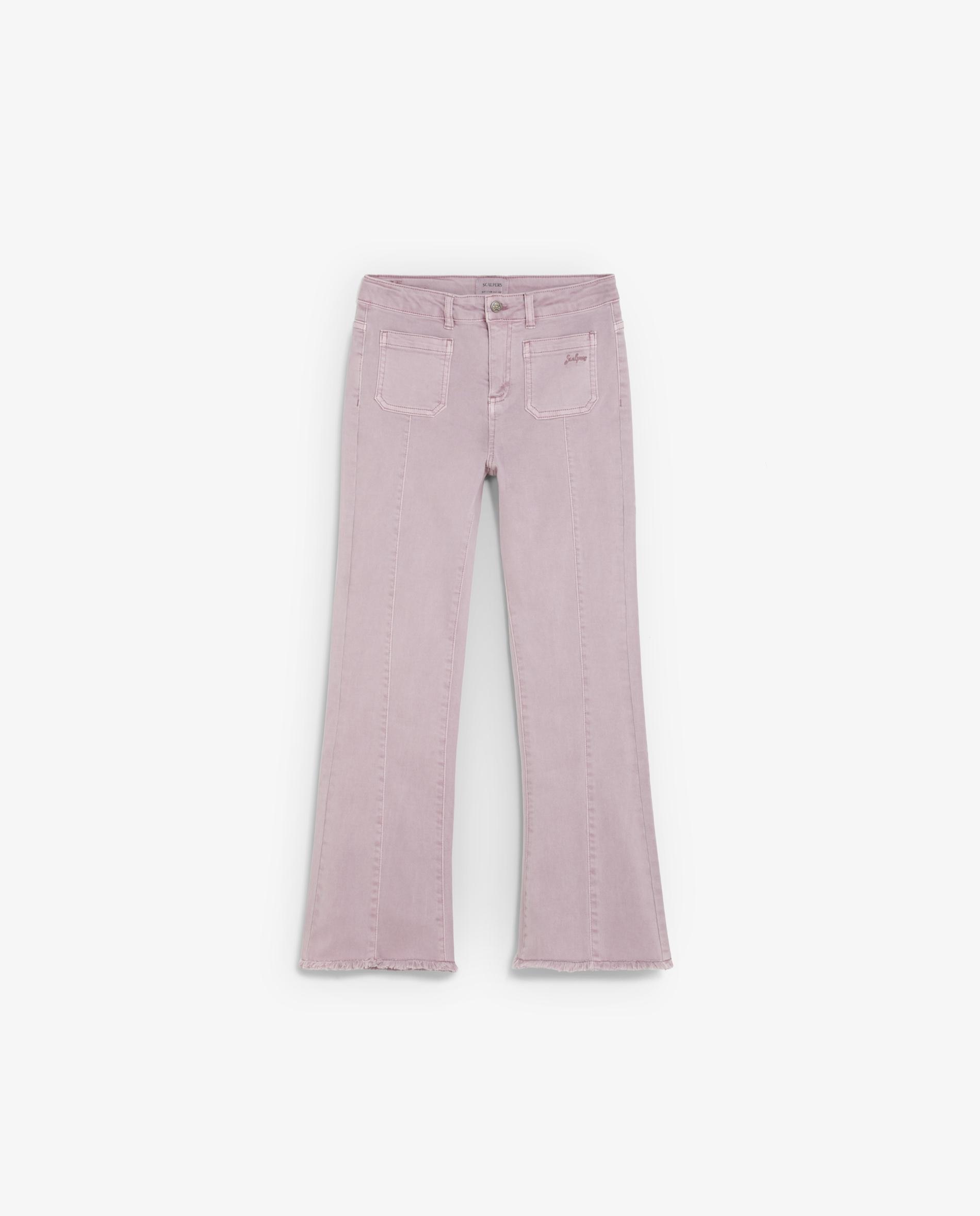 Calças Flare com Bolsos Patch e Presilhas na Cintura Scalpers Rosa-claro-1