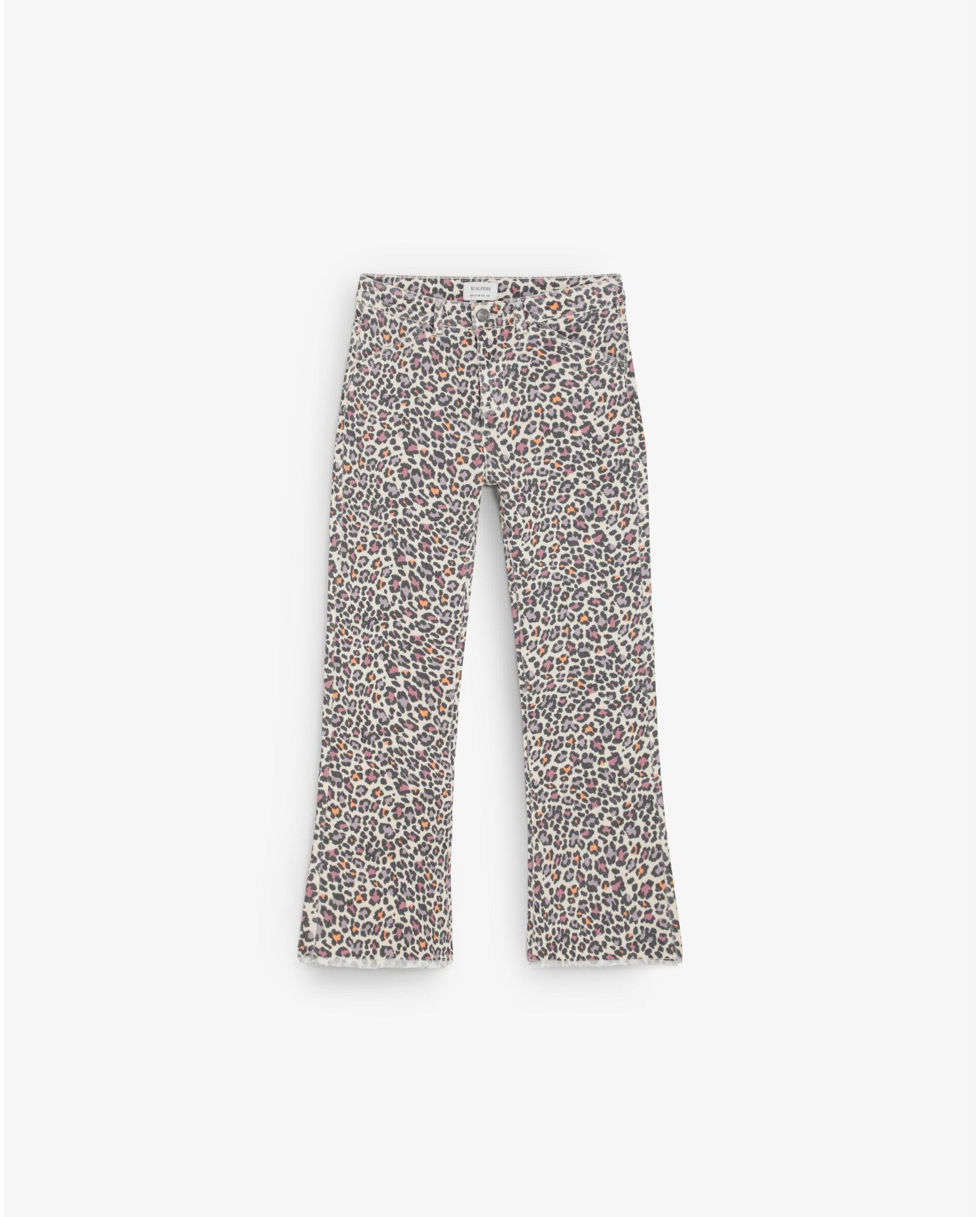 Imagem 0 de Calças Cinco Bolsos Infantil Animal Print de Corte À Boca de Sino