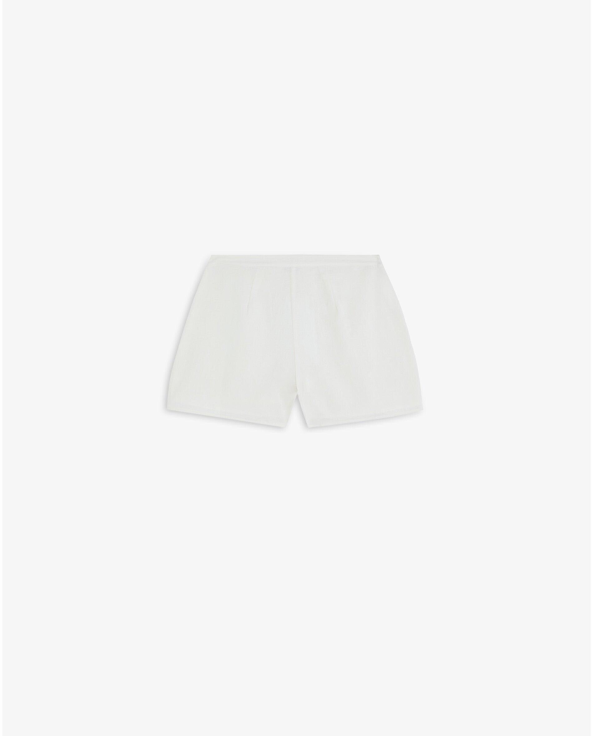 Shorts de Cintura Subida com Detalhes Bordados Cru-7