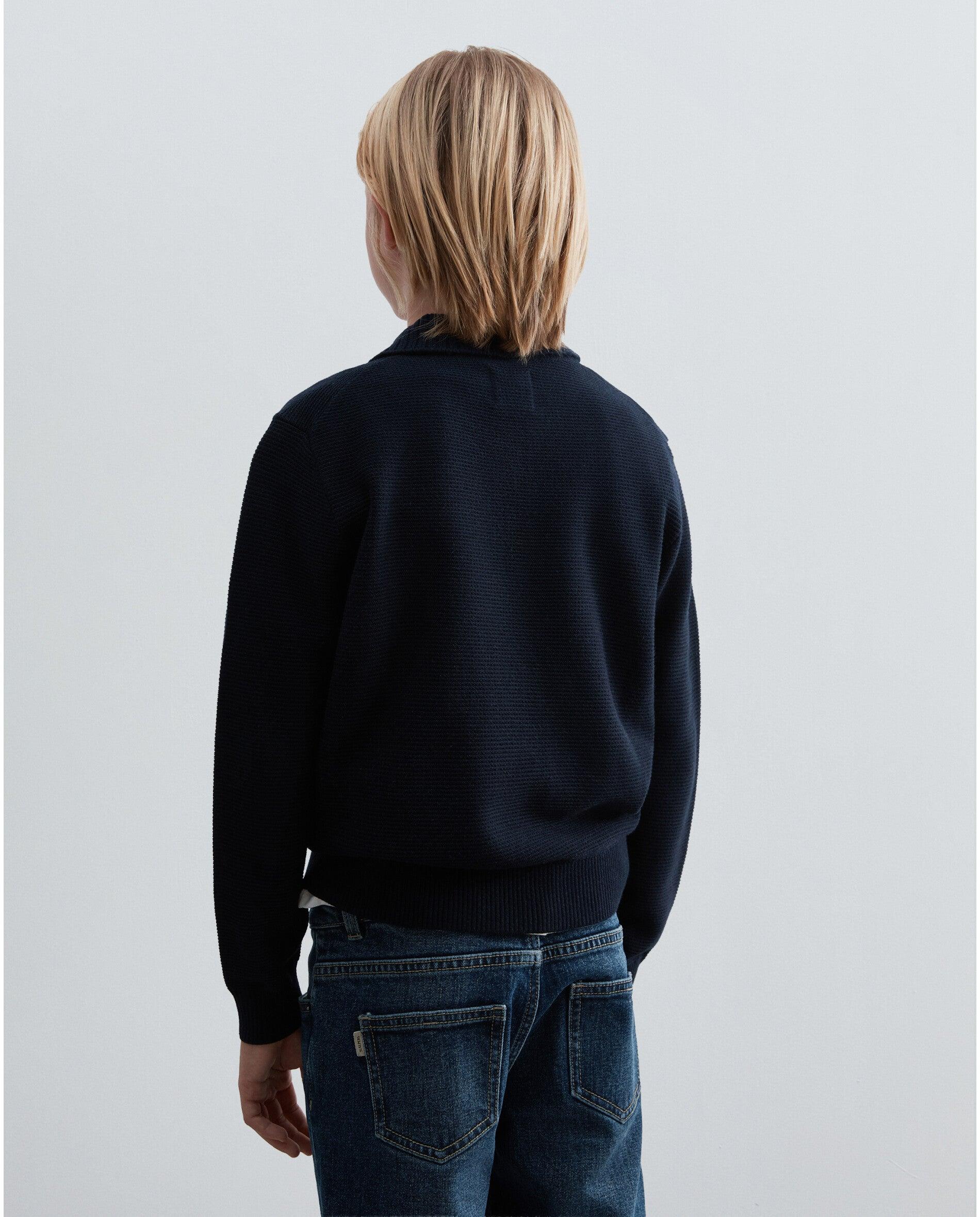 Camisola Infantil de Malha com Gola Polo Scalpers Navy-2