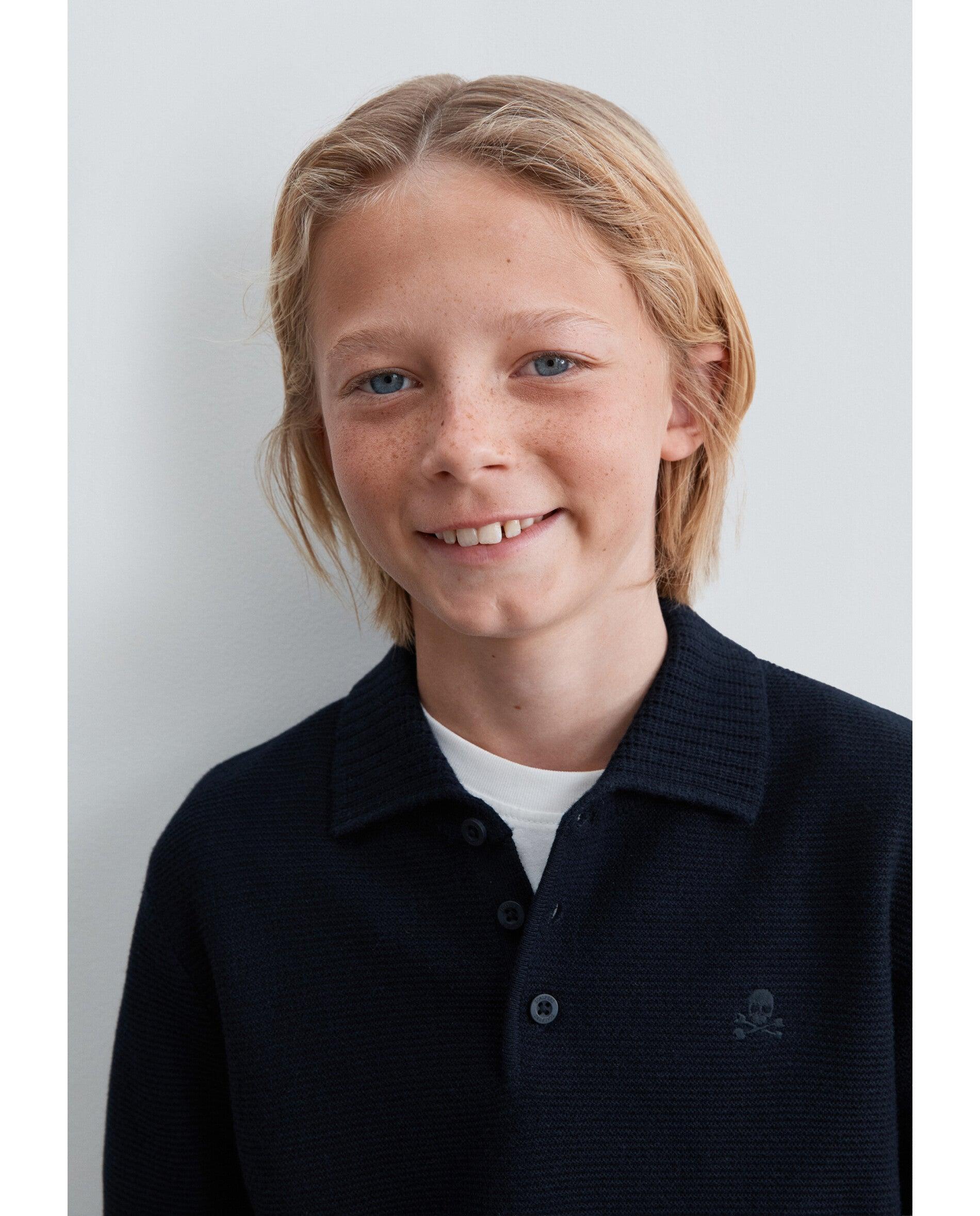 Camisola Infantil de Malha com Gola Polo Scalpers Navy-6