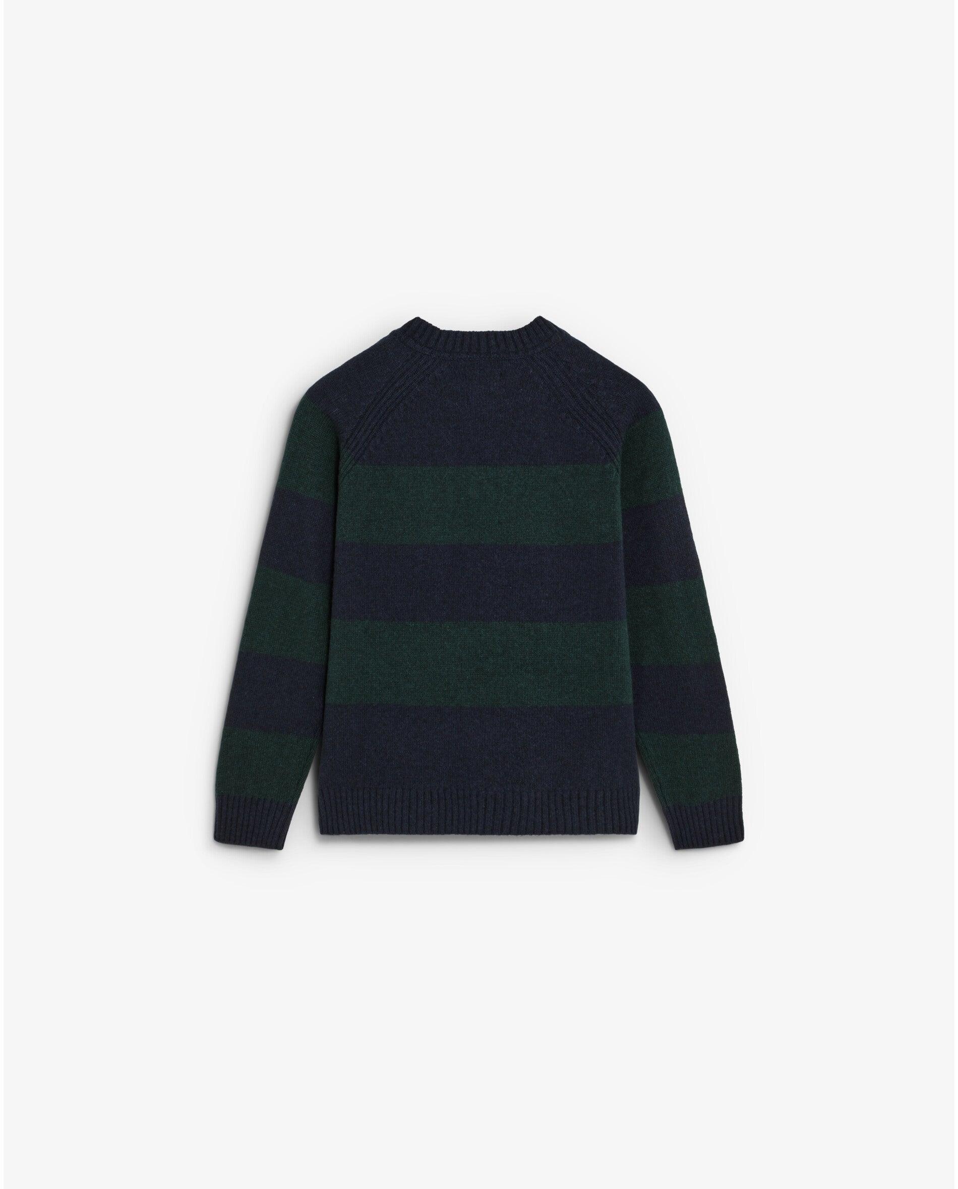 Camisola Infantil Às Riscas com Gola Redonda Verde / azul marinho-2