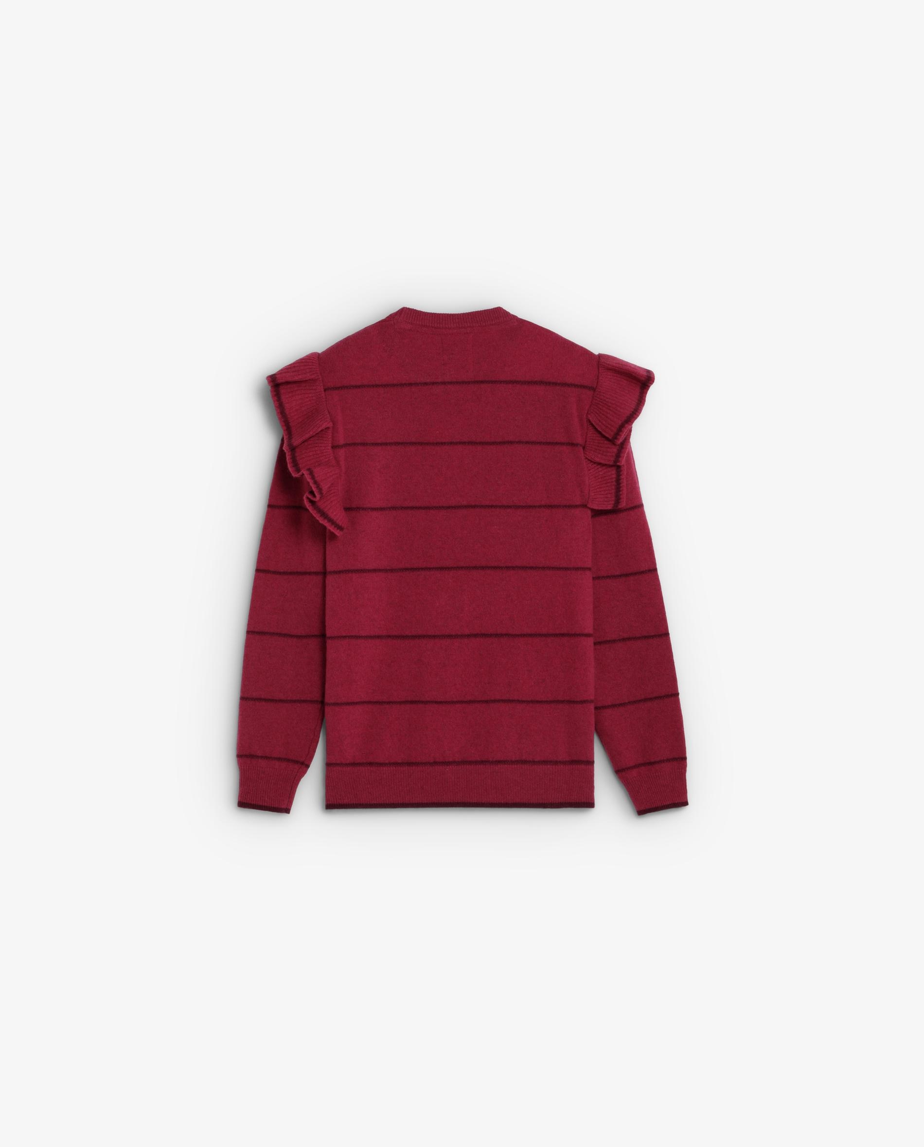 Camisola Infantil Às Riscas com Folhos Fúcsia-2