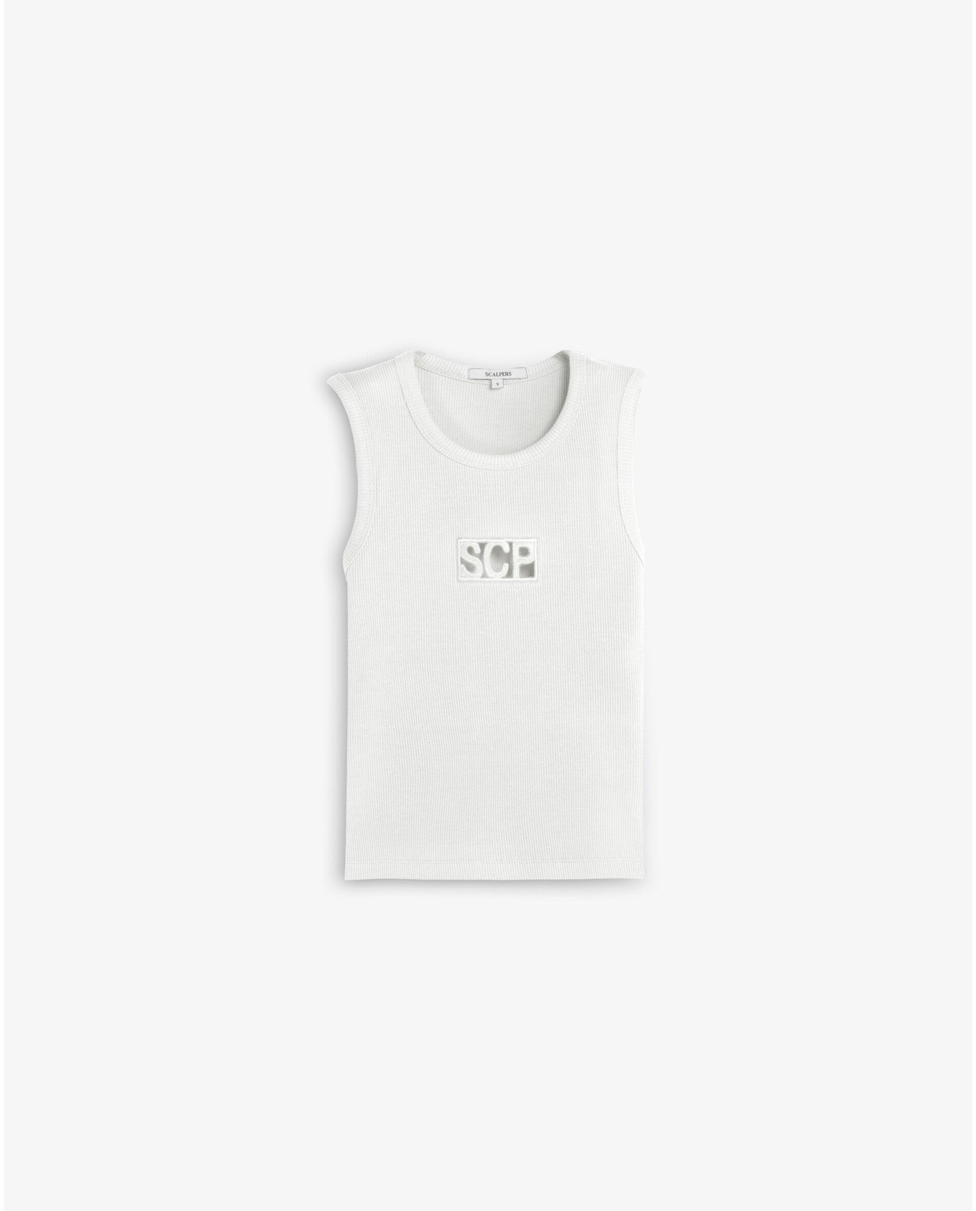 T-shirt em Canelado com Abertura Frontal com Logo Branco-4