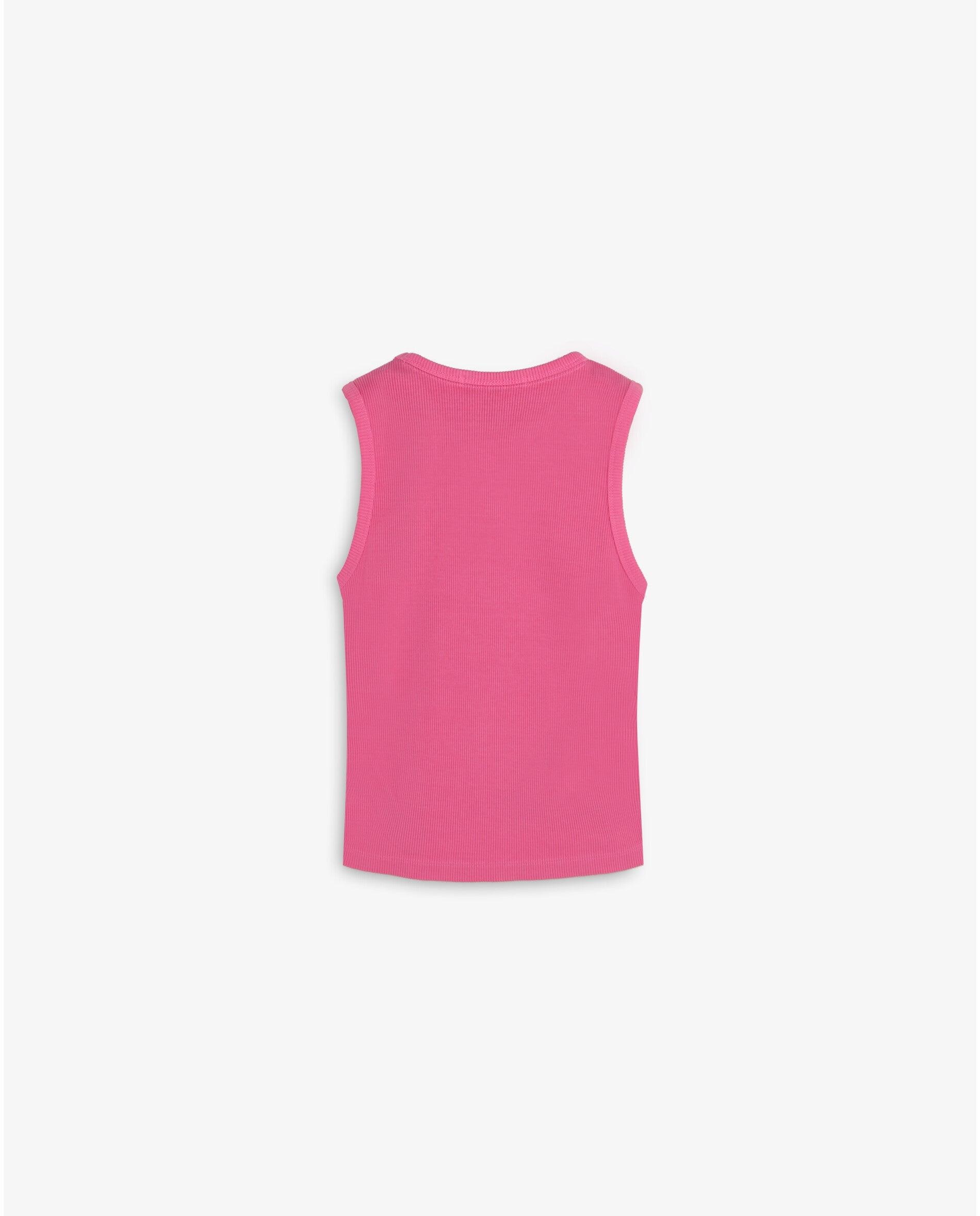 T-shirt em Canelado sem Mangas Fúcsia-3