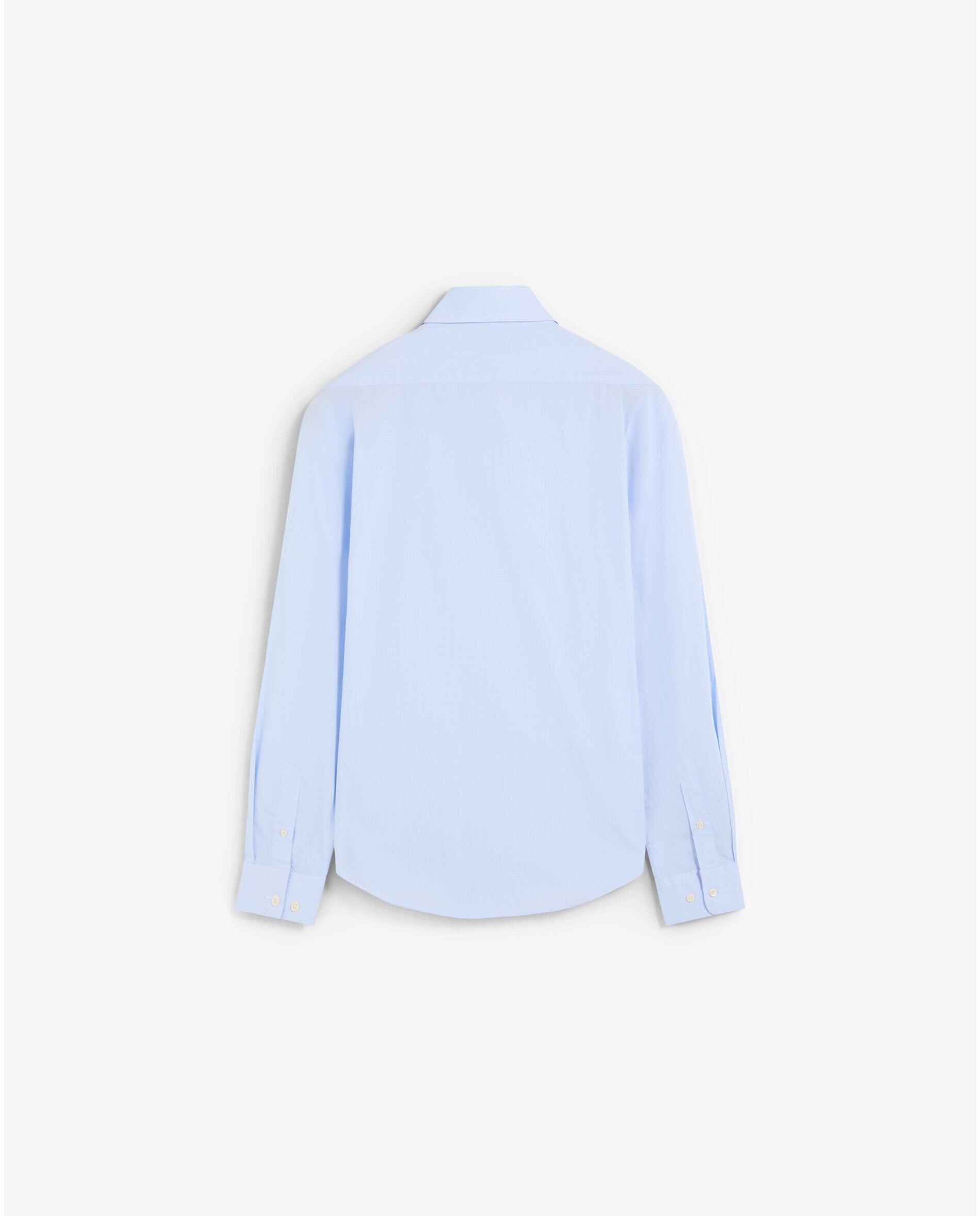 Camisa de Manga Comprida com Microestampado Aos Quadrados Céu-2