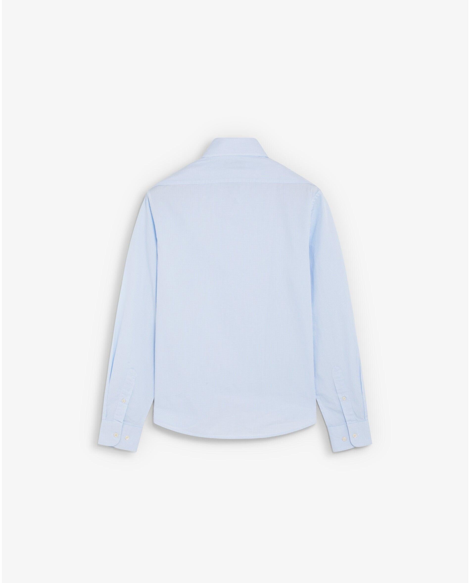 Camisa Regular Fit com Microestampado Aos Quadrados Azul-2