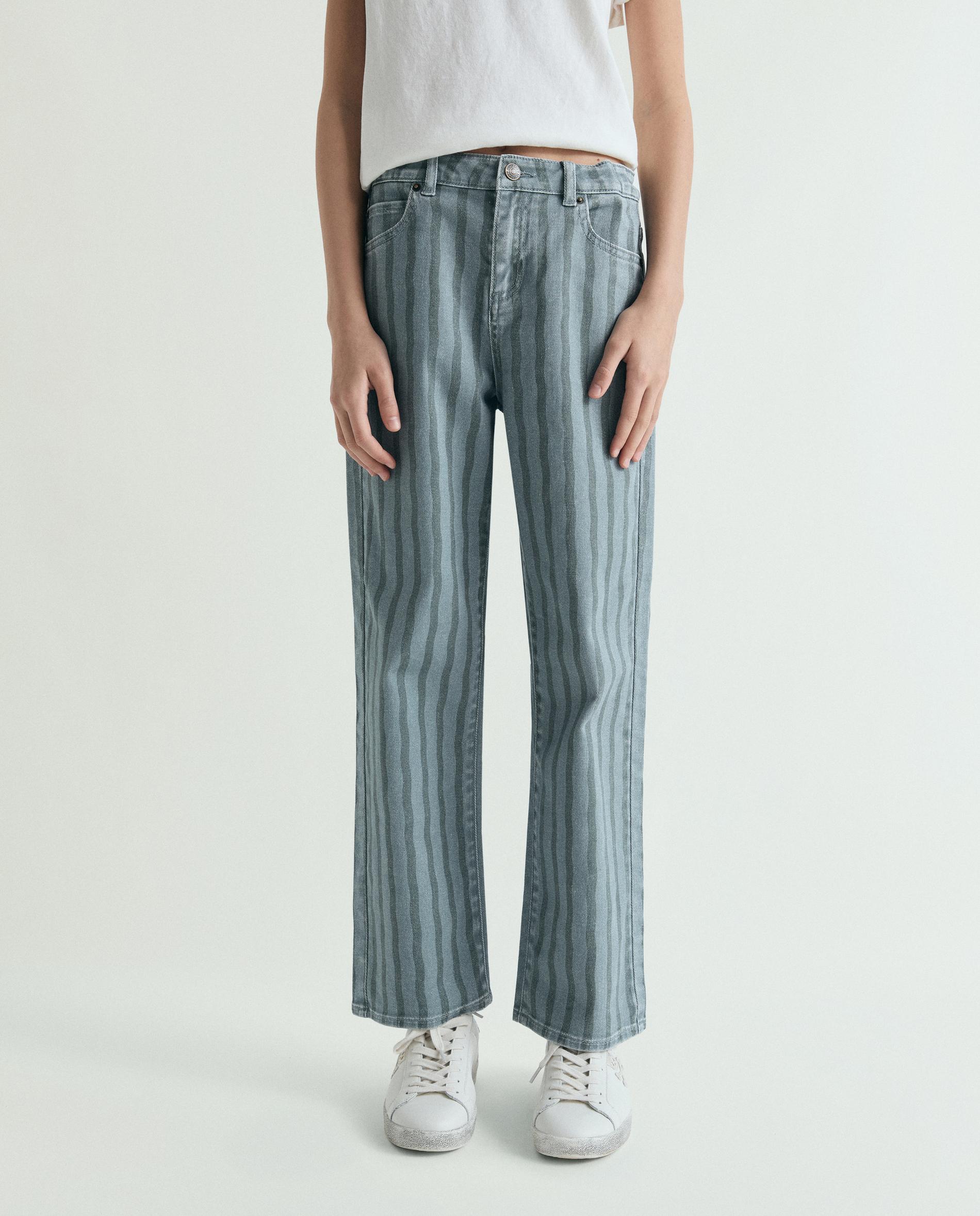 Jeans com Corte a Direito e Estampado de Ondas Infantil Scalpers Verde-2