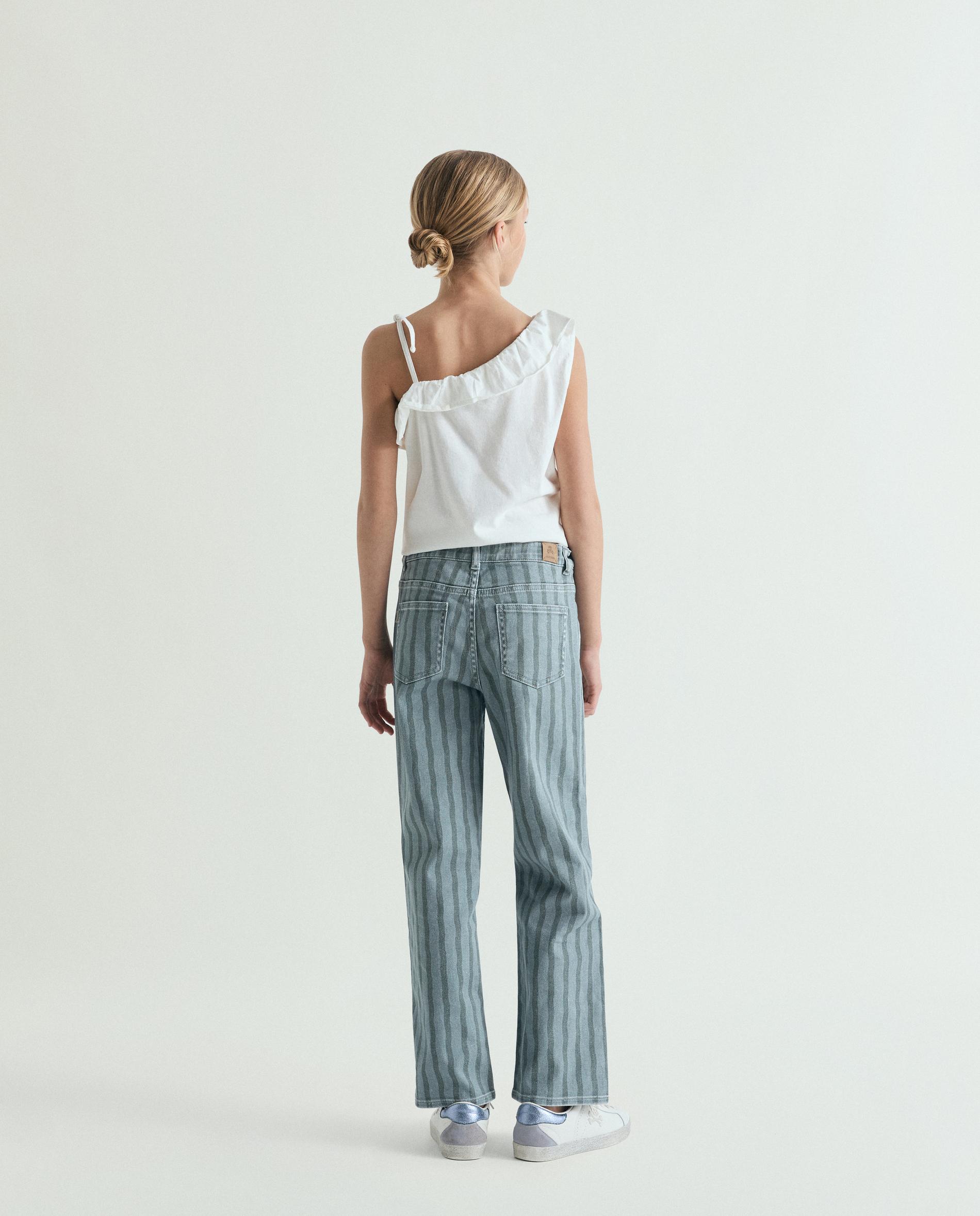 Jeans com Corte a Direito e Estampado de Ondas Infantil Scalpers Verde-3