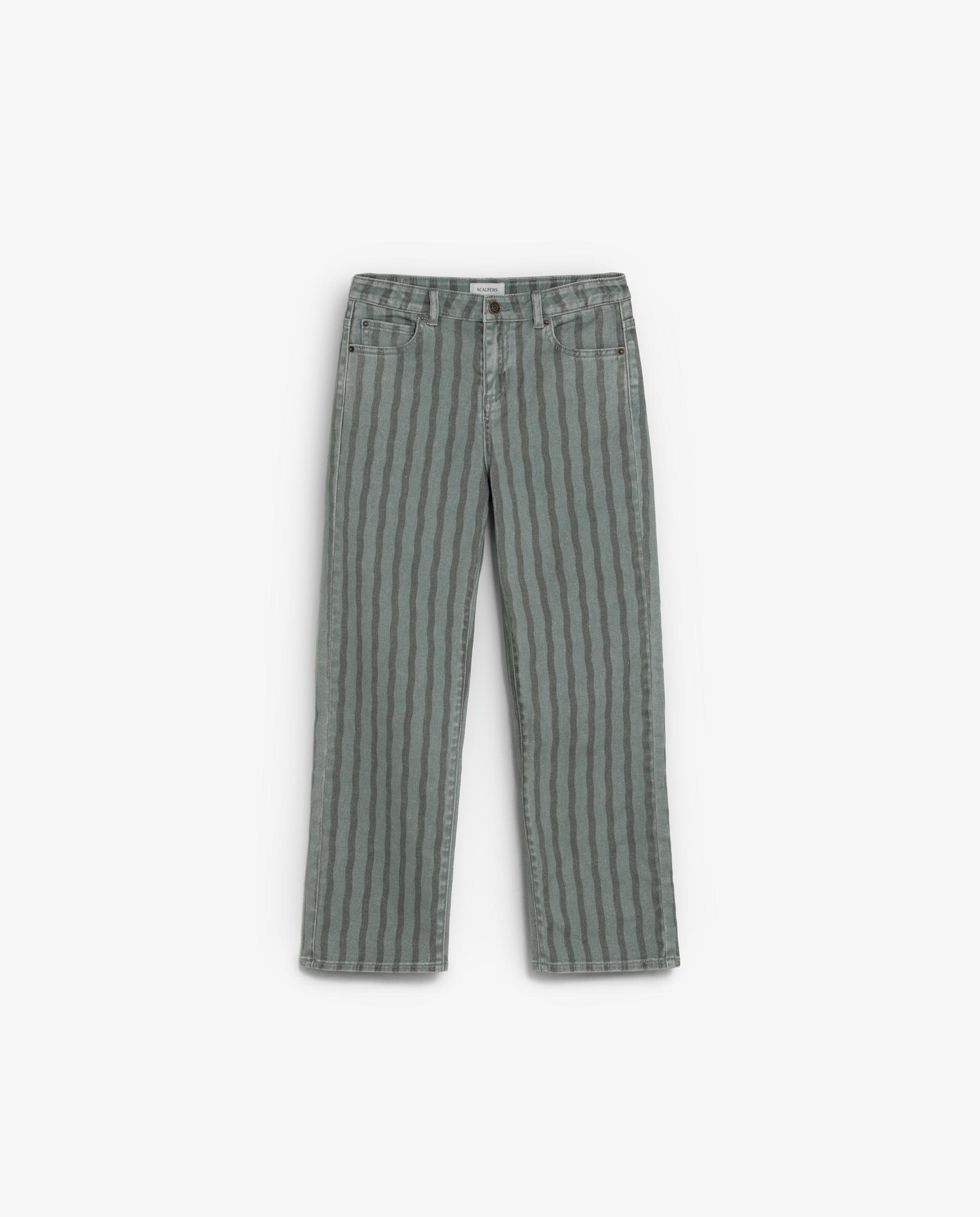 Jeans com Corte a Direito e Estampado de Ondas Infantil Scalpers Verde-4