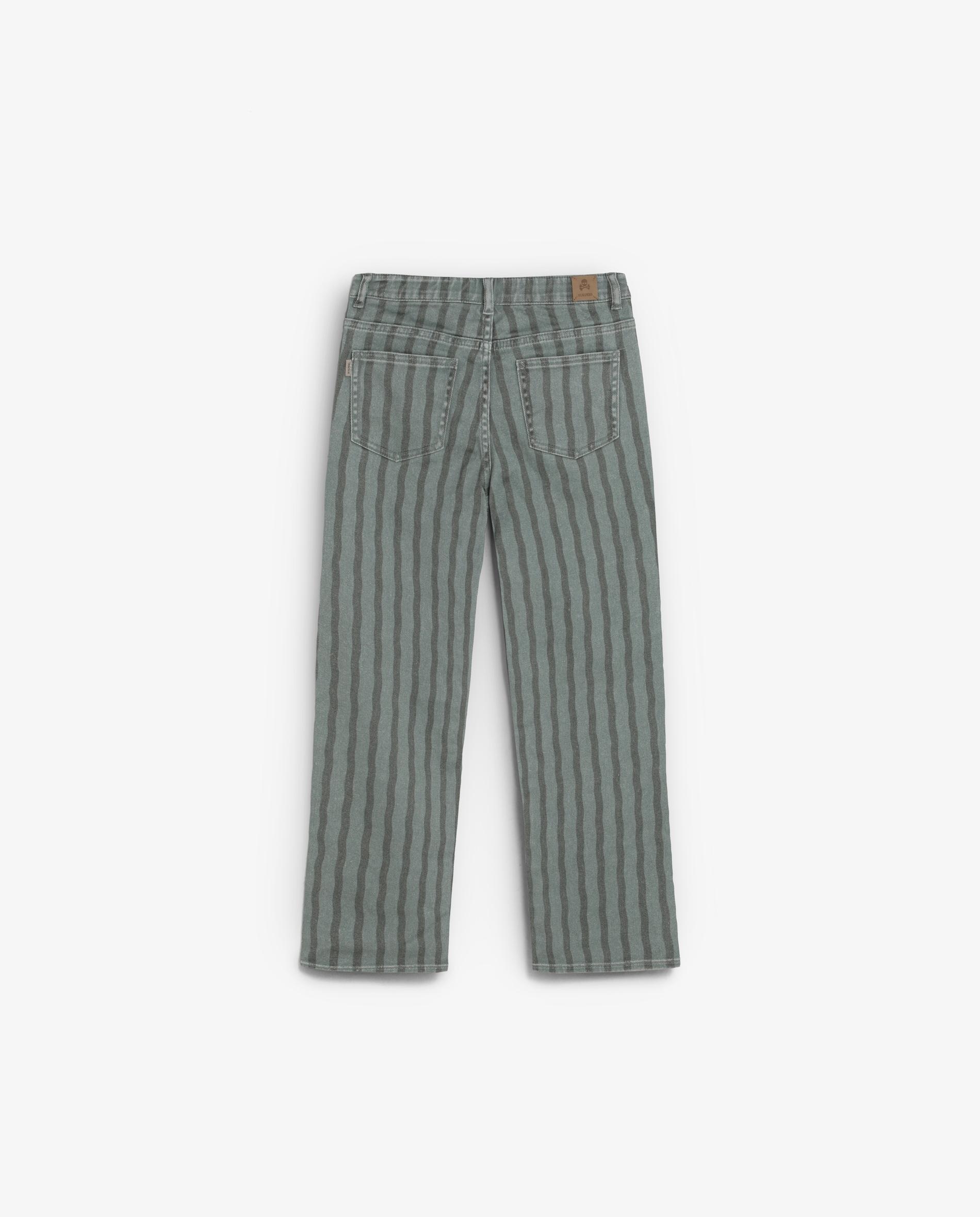 Jeans com Corte a Direito e Estampado de Ondas Infantil Scalpers Verde-5
