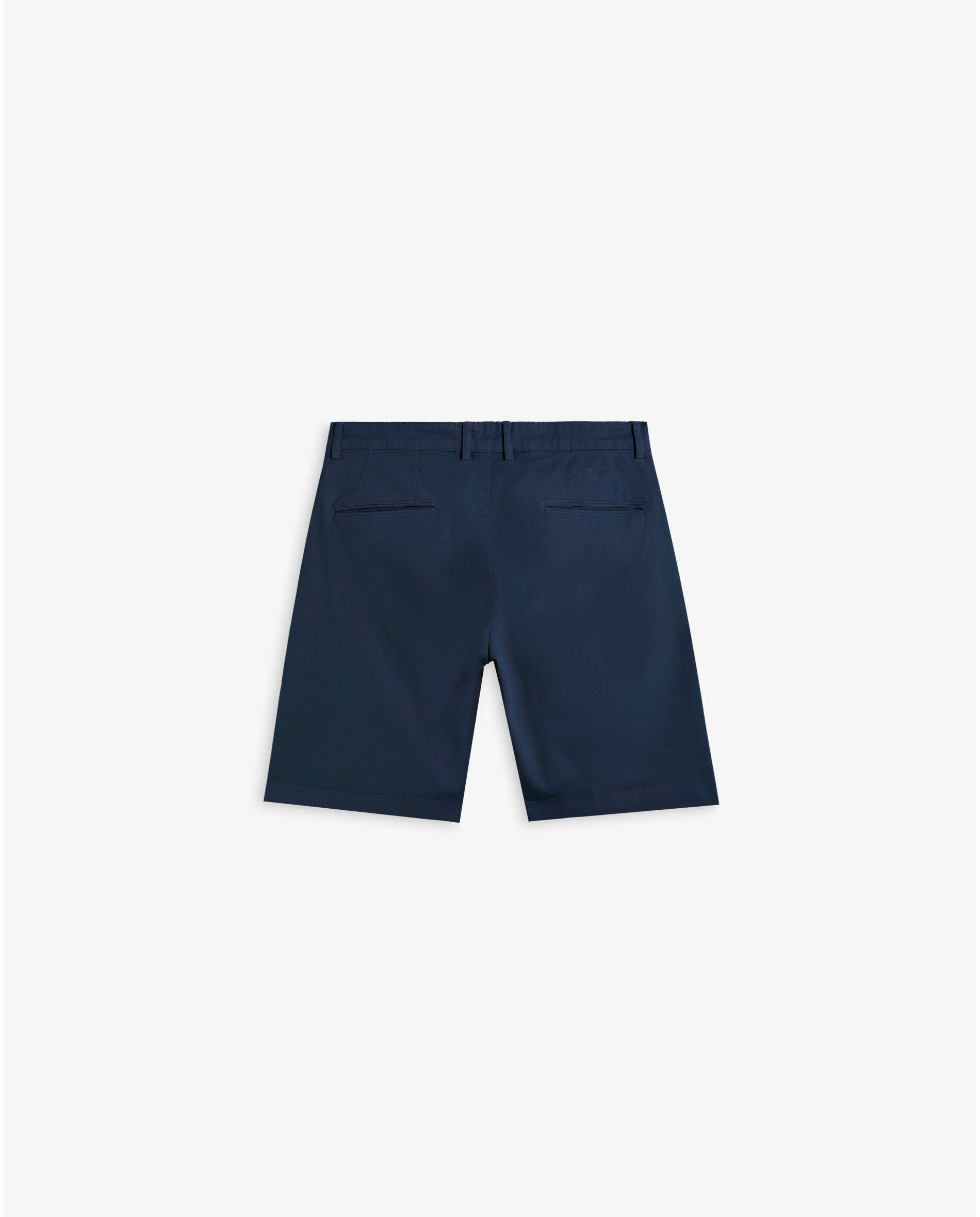 Calças Curtas Calças Chino com Pinças Ligeiramente Elásticas Navy-6
