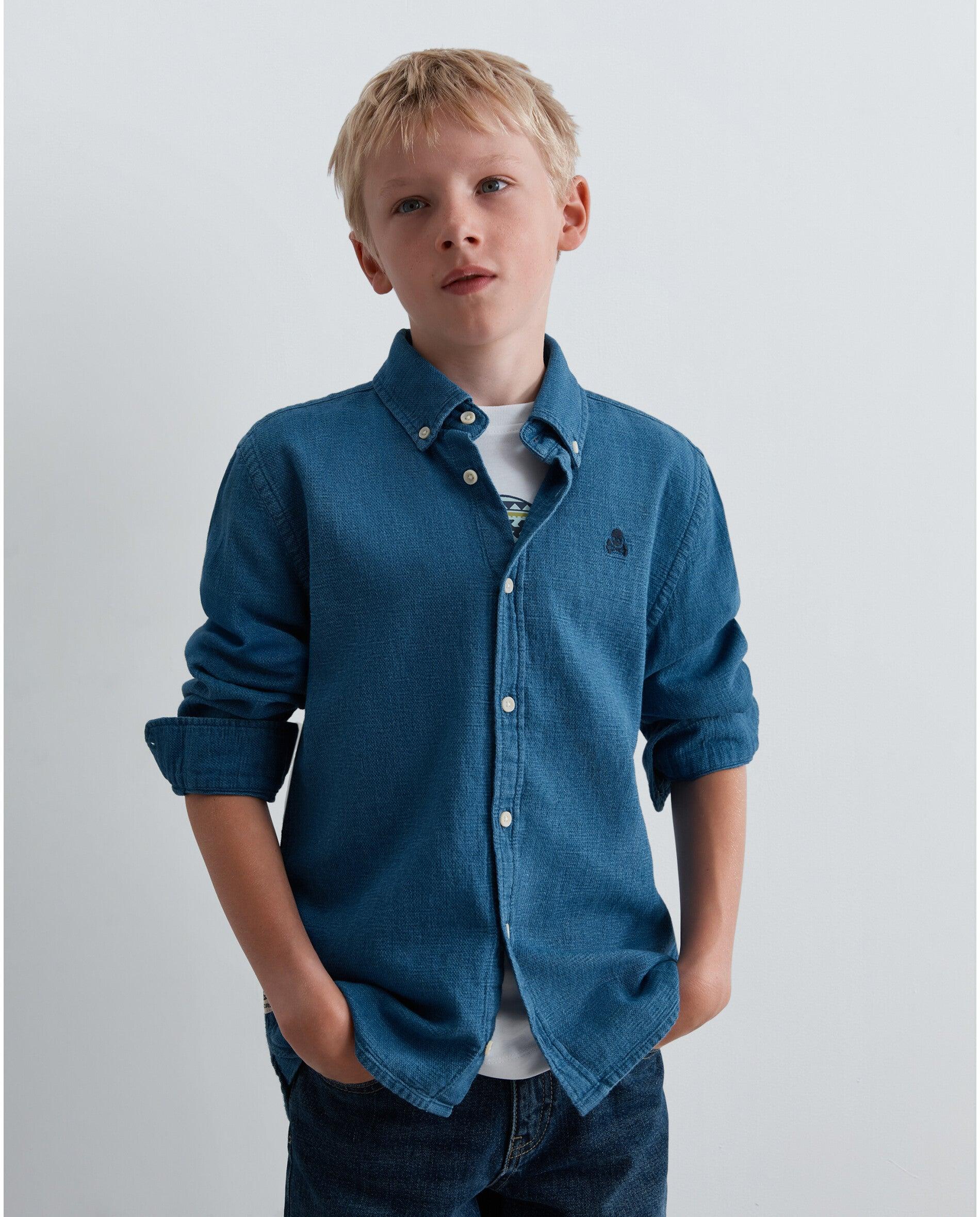 Imagem 0 de Camisa Infantil Jeans Regular Fit de Manga Comprida