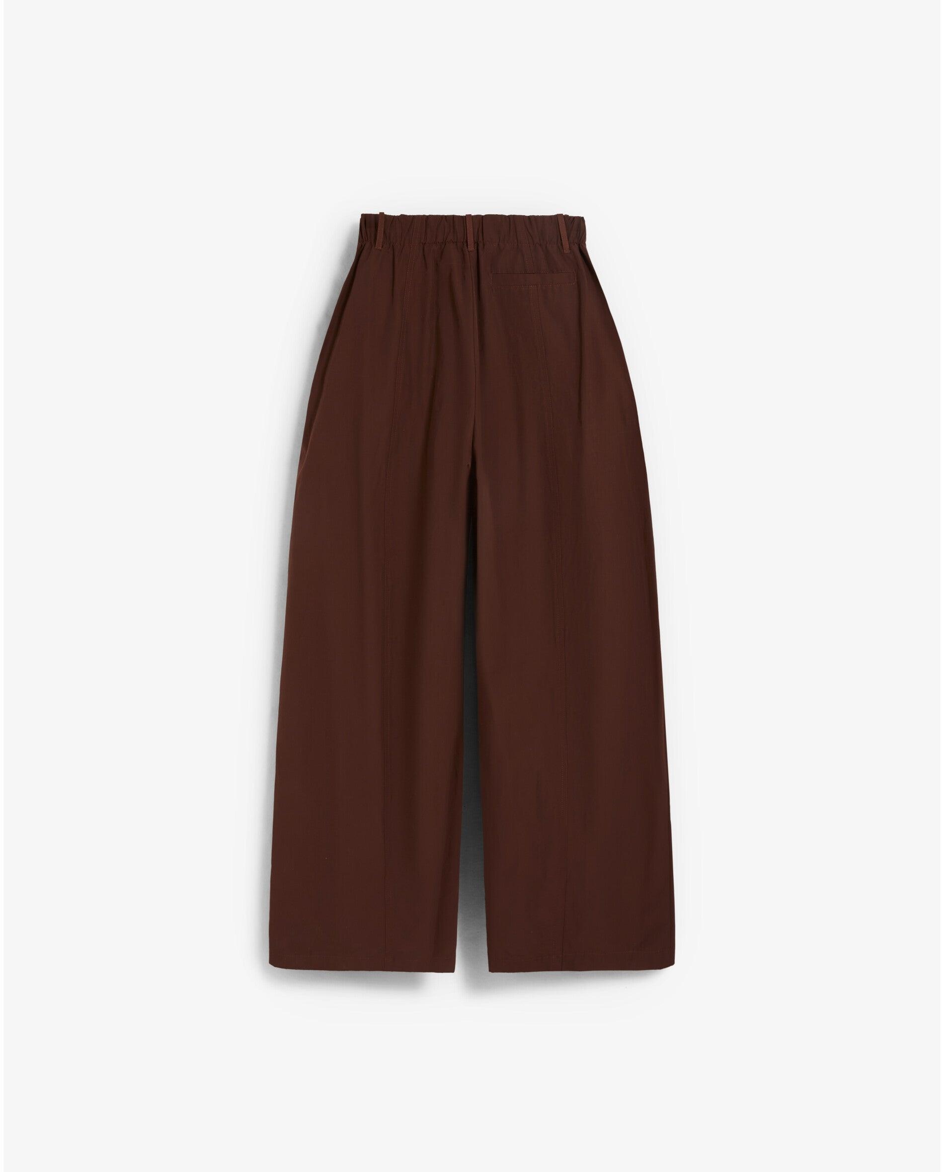 Calças Largas de Cintura Subida com Pinças Bordeaux-2