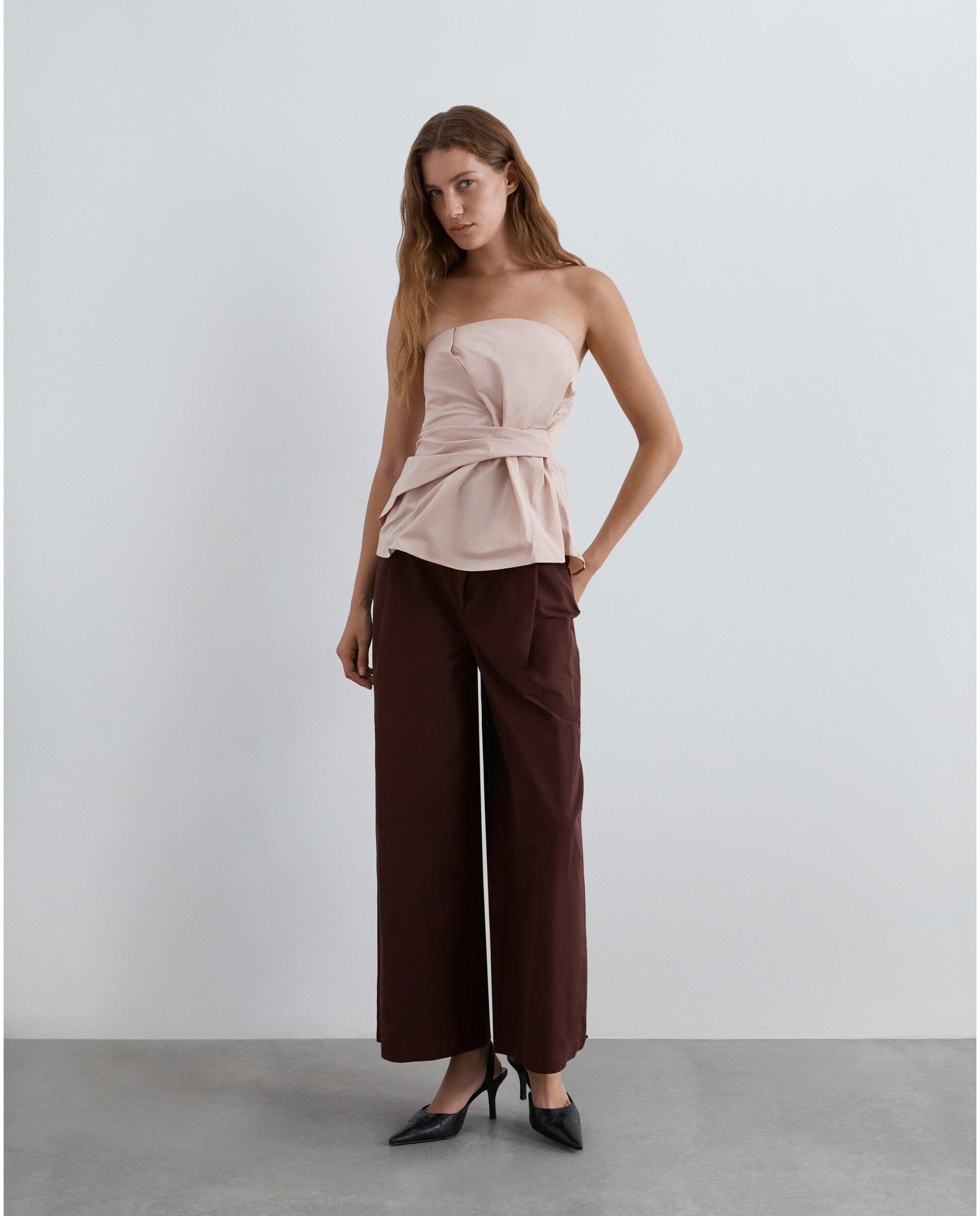 Top Palavra de Honra Drapeado Rosa-claro-3