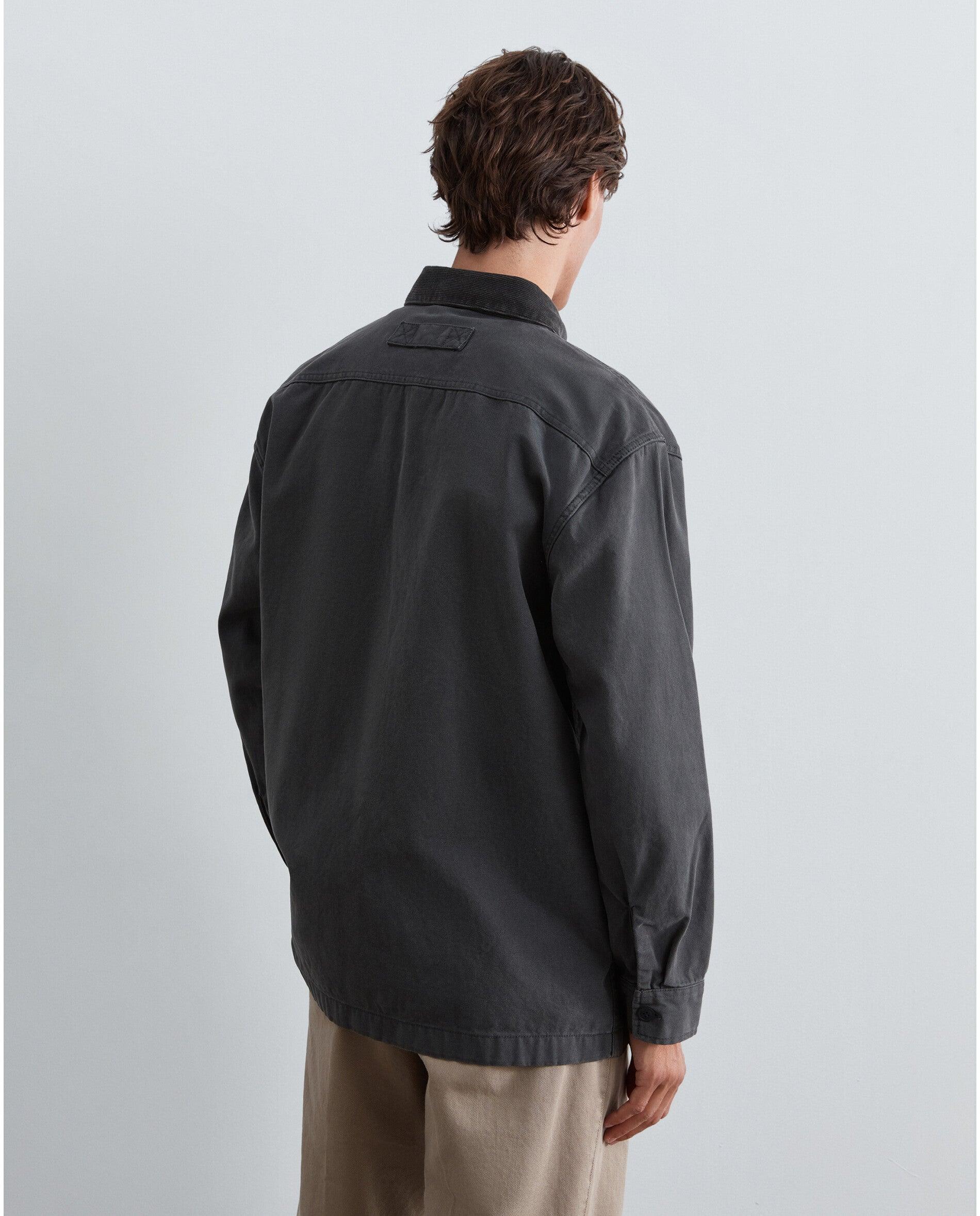 Sobrecamisa Efeito Lavado com Bolsos Patch Antracite-3