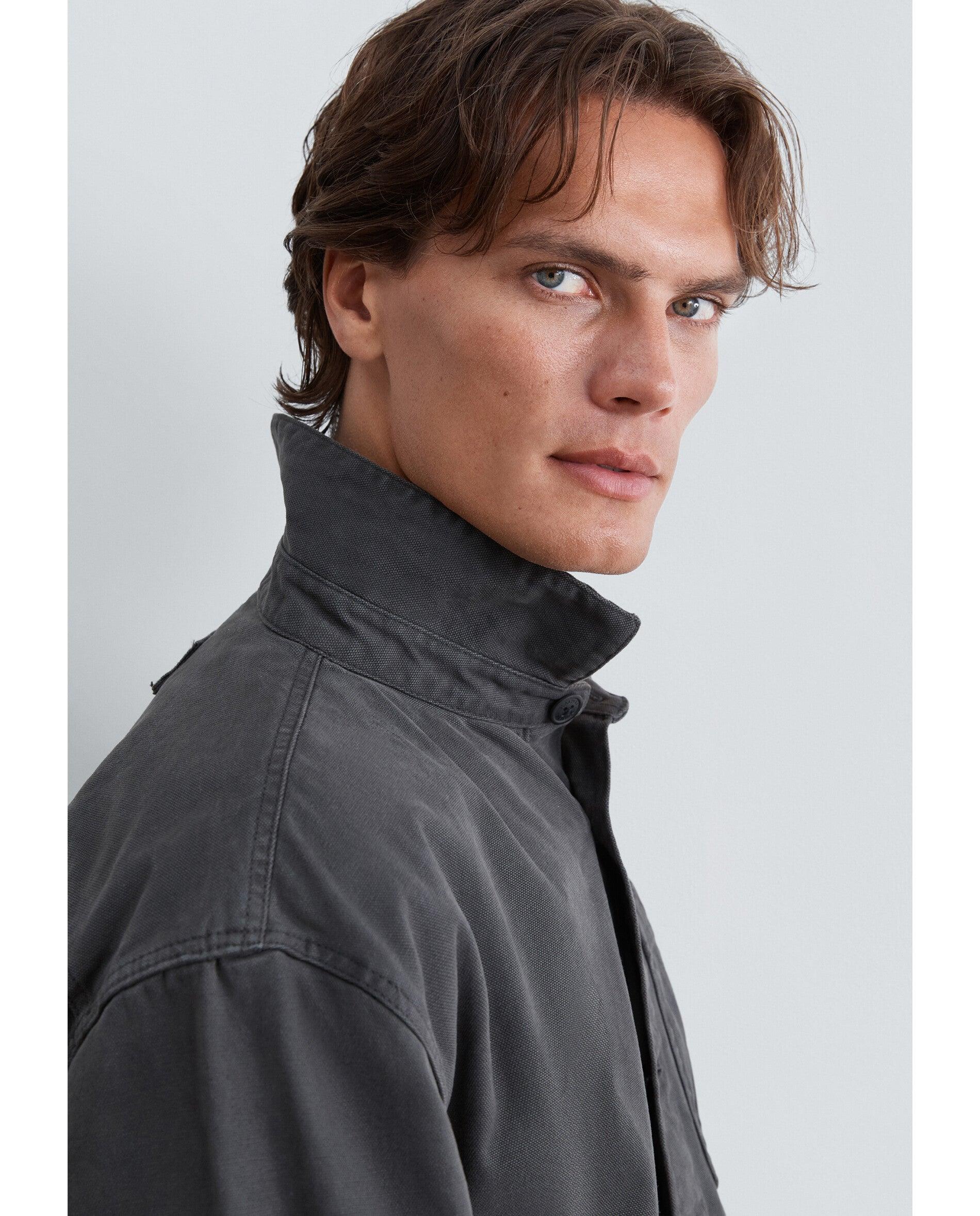 Sobrecamisa Efeito Lavado com Bolsos Patch Antracite-7