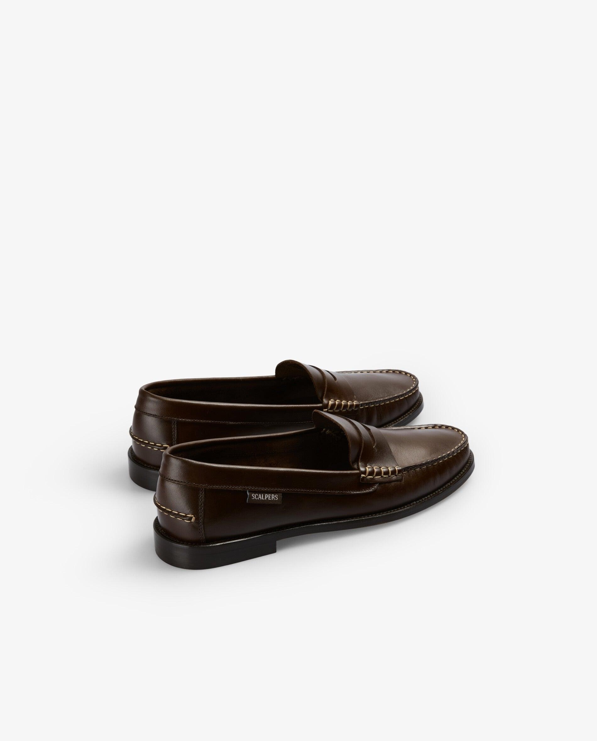 Mocassins Formal de Pele com Travessão Castanho-escuro-3