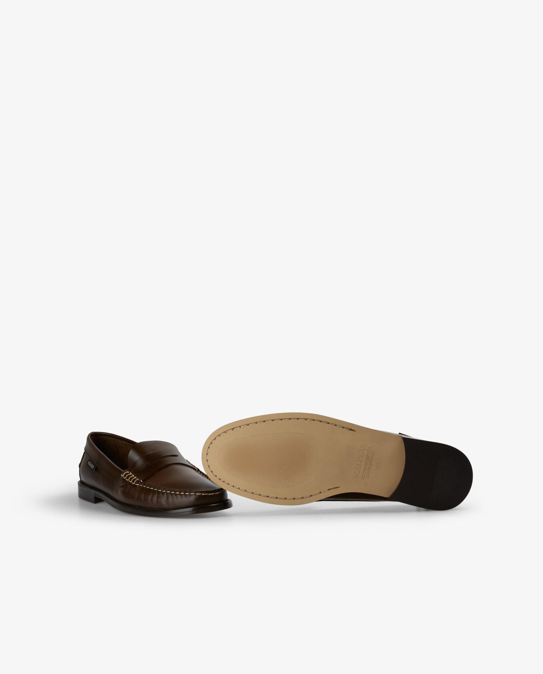 Mocassins Formal de Pele com Travessão Castanho-escuro-5