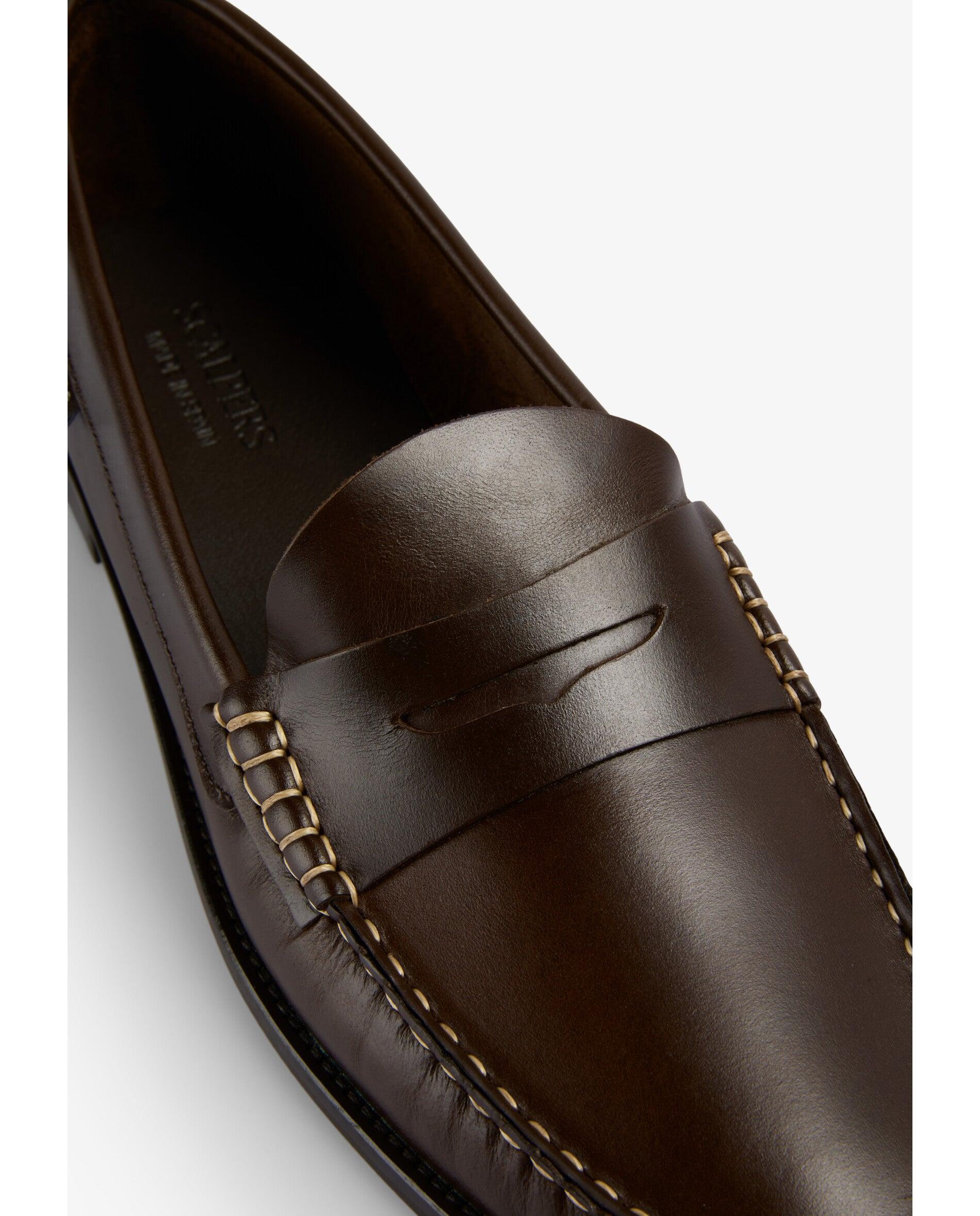 Mocassins Formal de Pele com Travessão Castanho-escuro-7