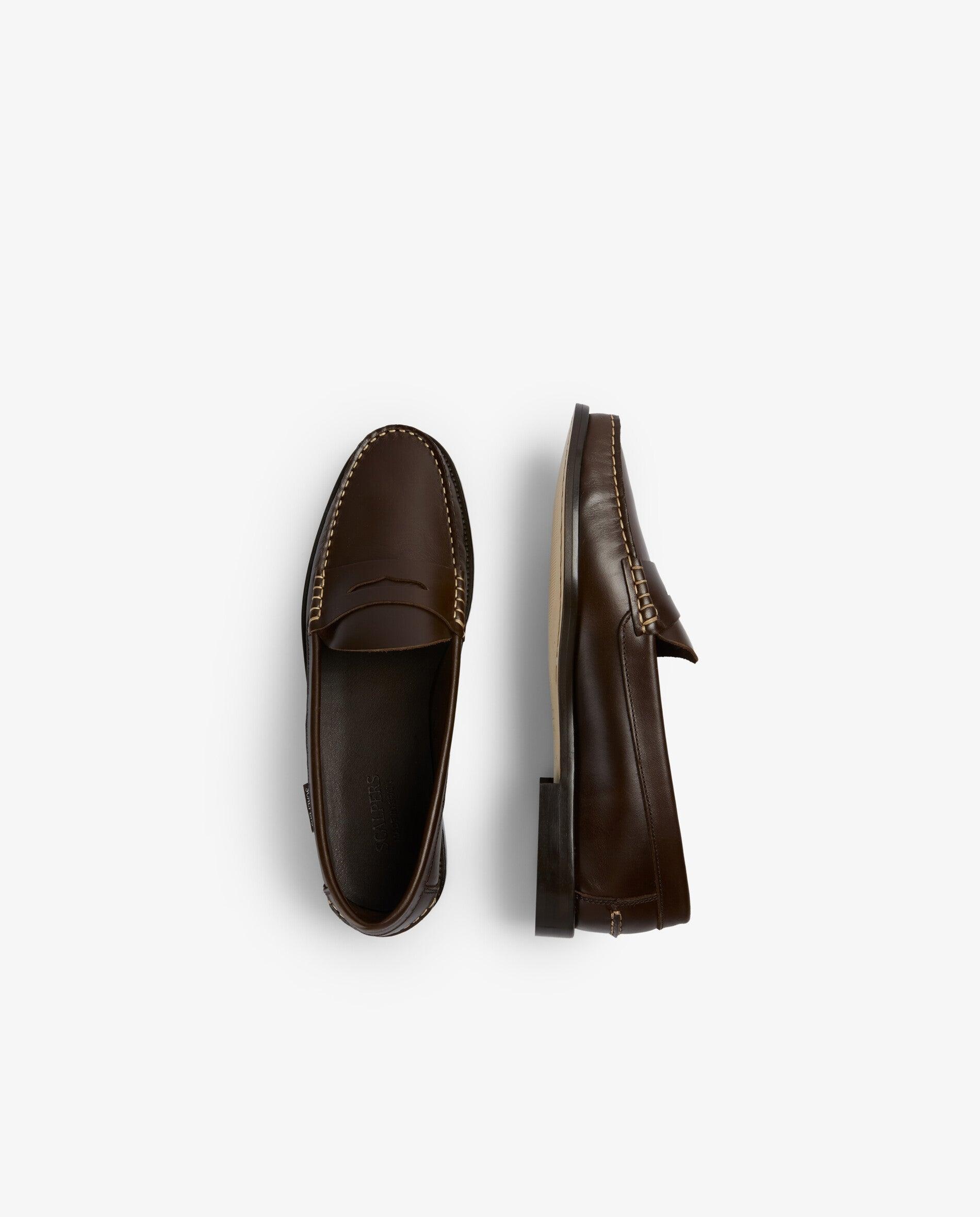 Mocassins Formal de Pele com Travessão Castanho-escuro-9