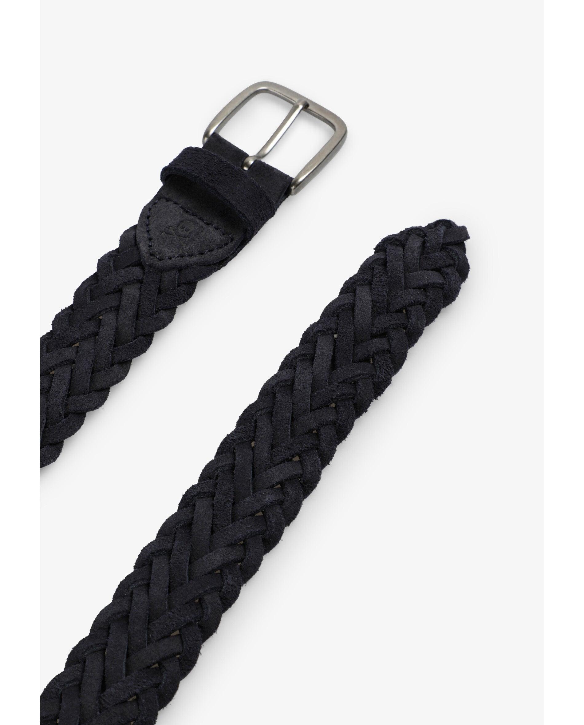 Cinto Entrançado de Pele com Fivela Metálica Navy-4