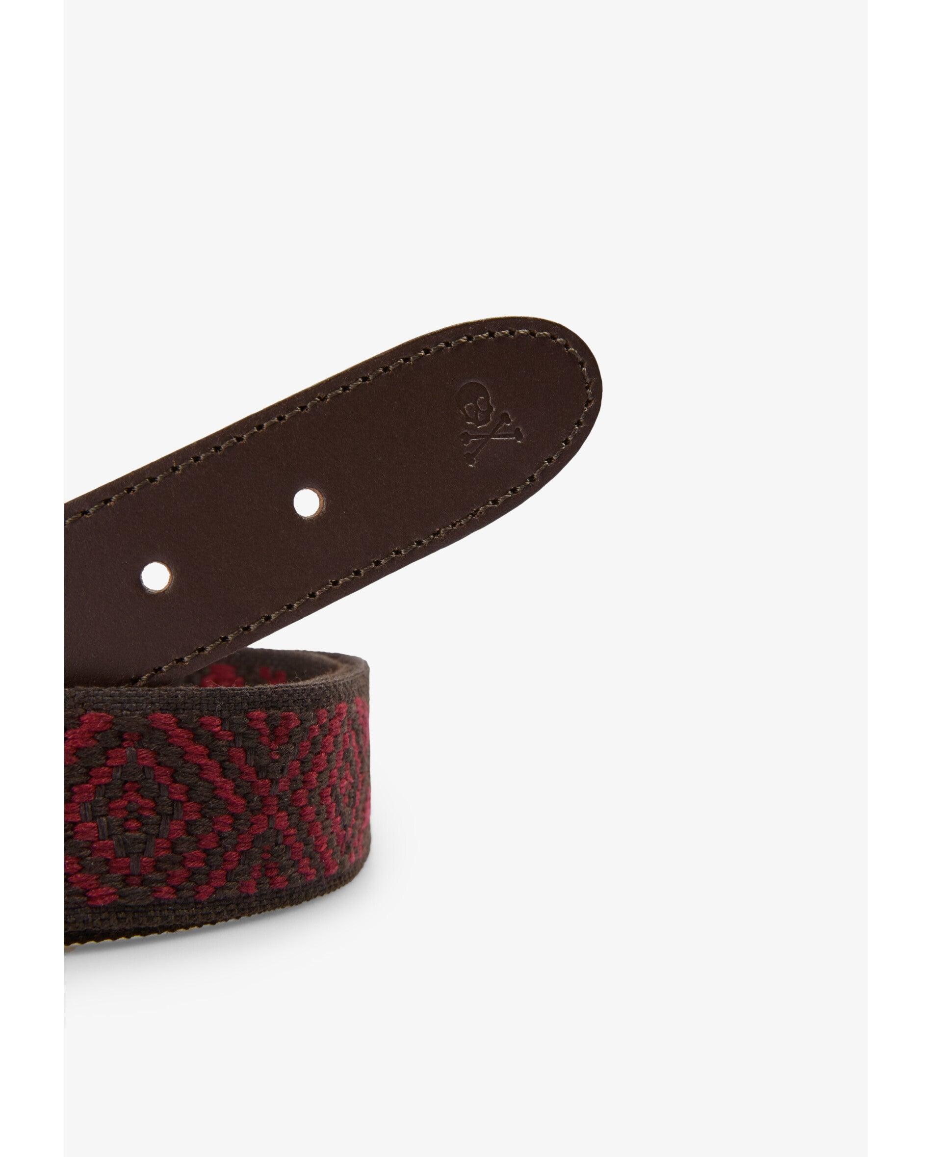 Cinto Tecido Jacquard com Design Geométrico Bordeaux-3