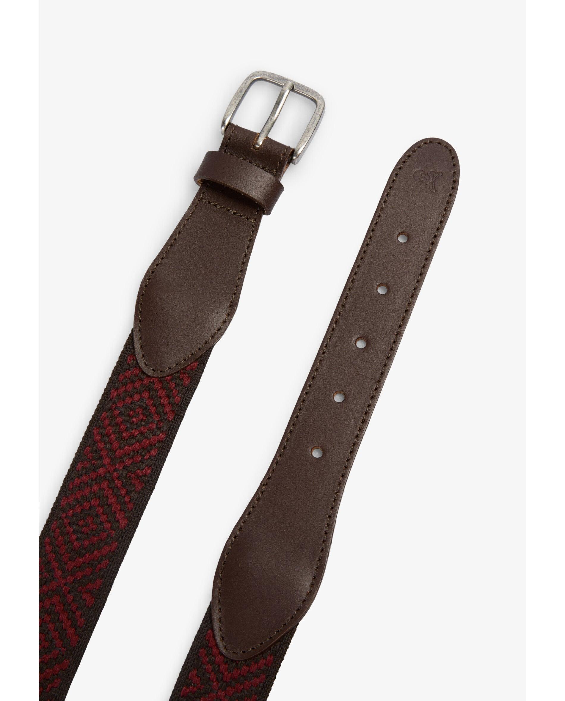 Cinto Tecido Jacquard com Design Geométrico Bordeaux-4