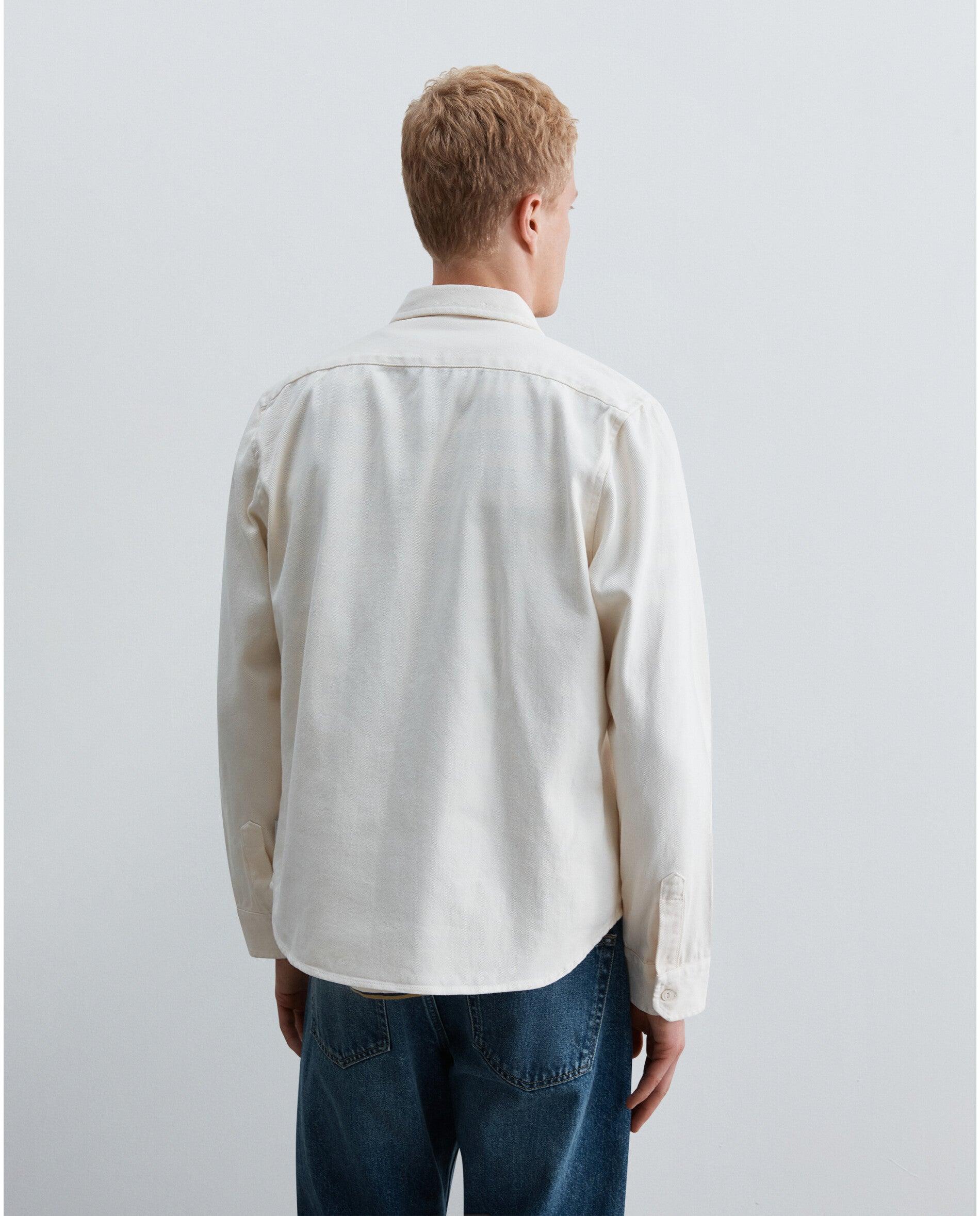 Sobrecamisa com Bainha Redondeada e Bolsos de Aba Branco-2