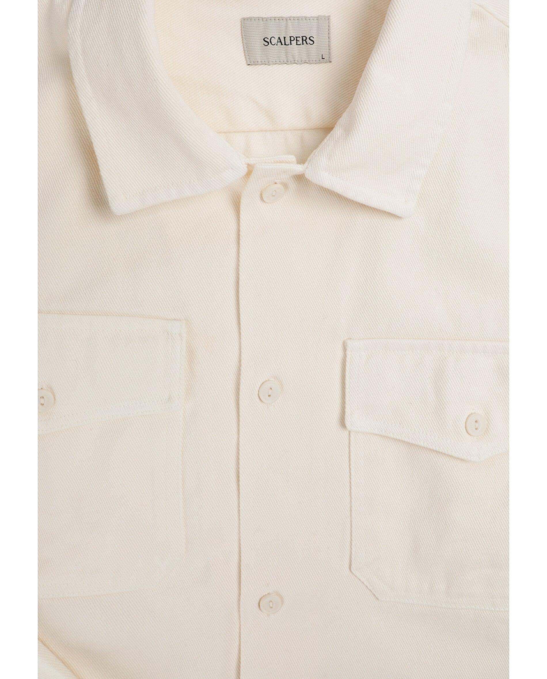 Sobrecamisa com Bainha Redondeada e Bolsos de Aba Branco-7