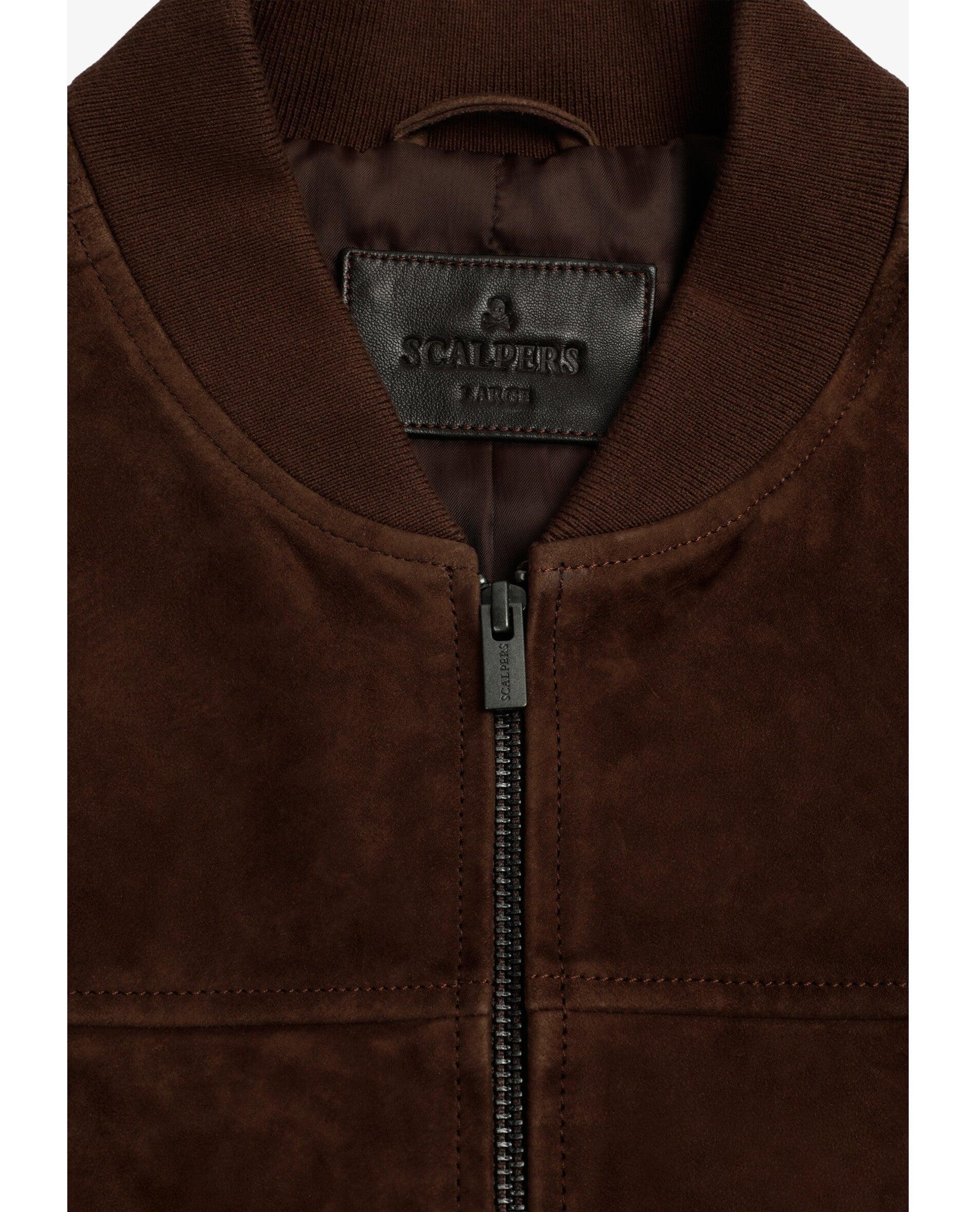 Blusão de Pele Bomber com Fecho Zip de Cursor Duplo Castanho-7