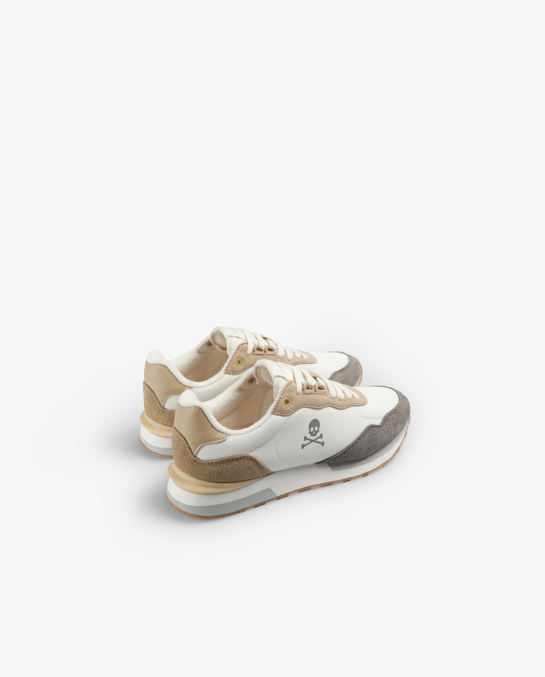 Sapatilhas Desportivas Combinadas com Peças Laterais em Contraste Bege / Branco-3