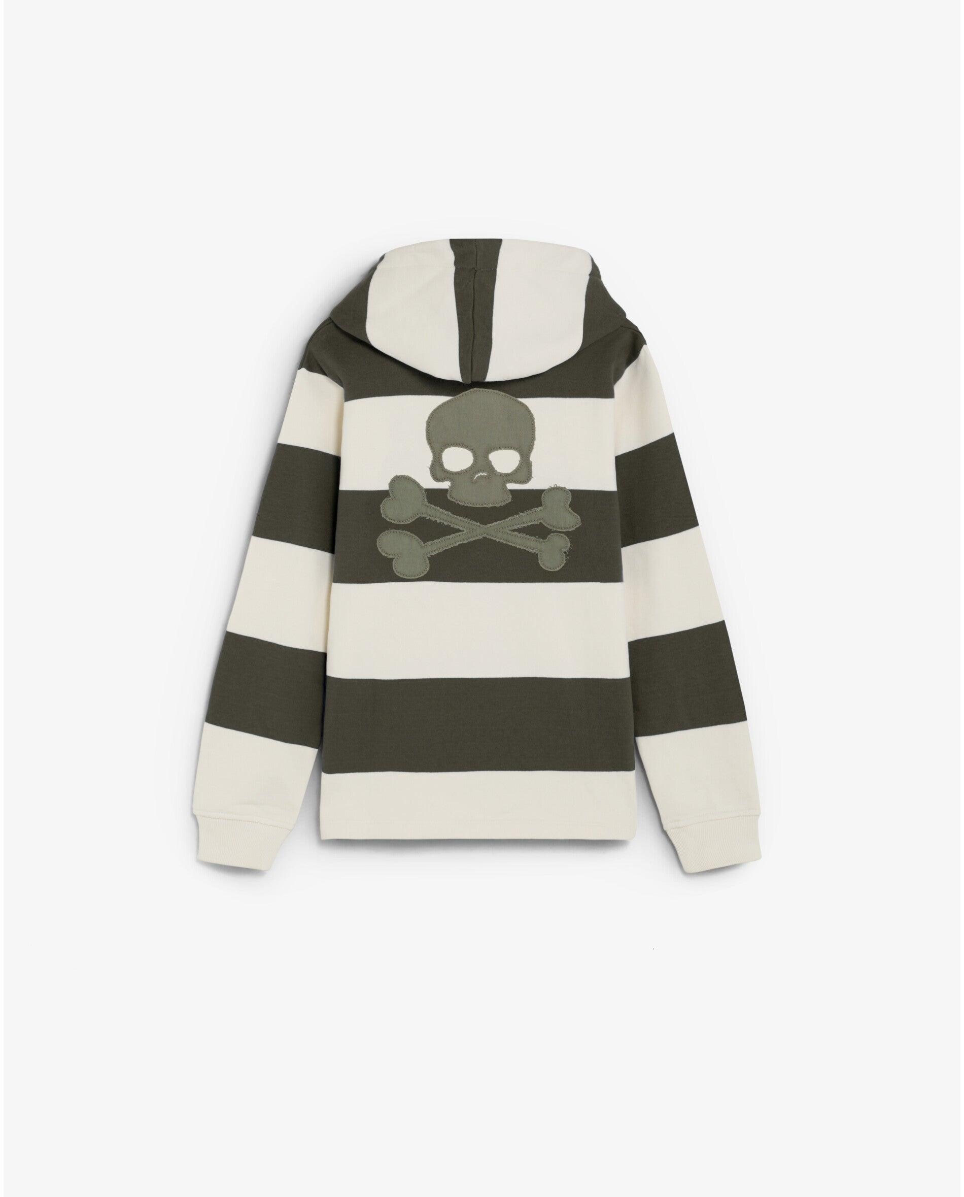 Sweatshirt com Capuz Infantil com Estampado Às Riscas e Caveira Posterior Scalpers Caqui-2