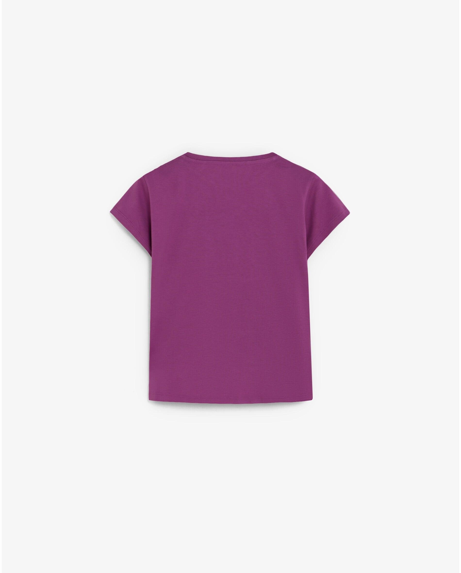 T-shirt Infantil de Manga Curta com Caveira de Strass Malva-2