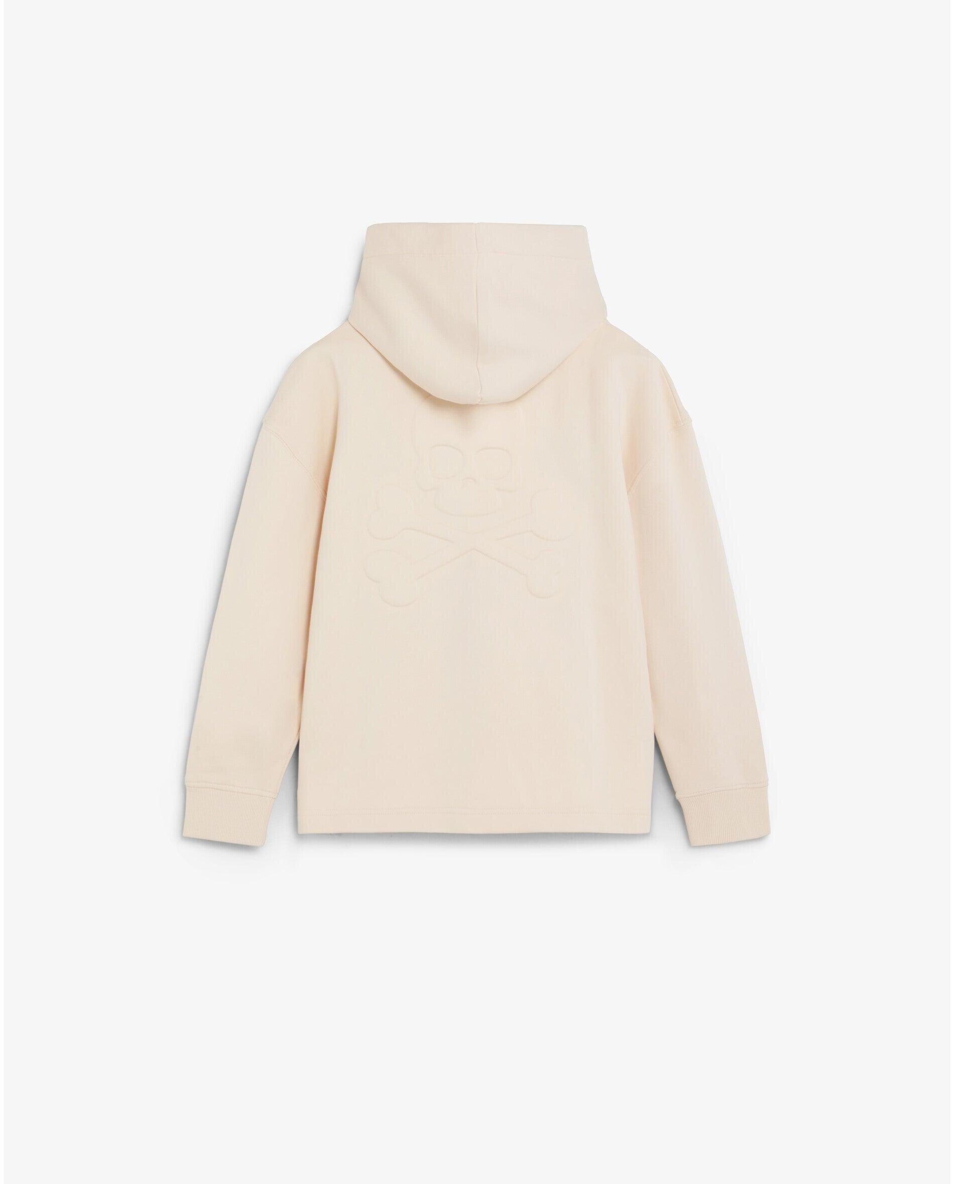 Sweatshirt com Capuz Infantil com Caveira Posterior e Fecho Zip Scalpers Branco-marfim-5