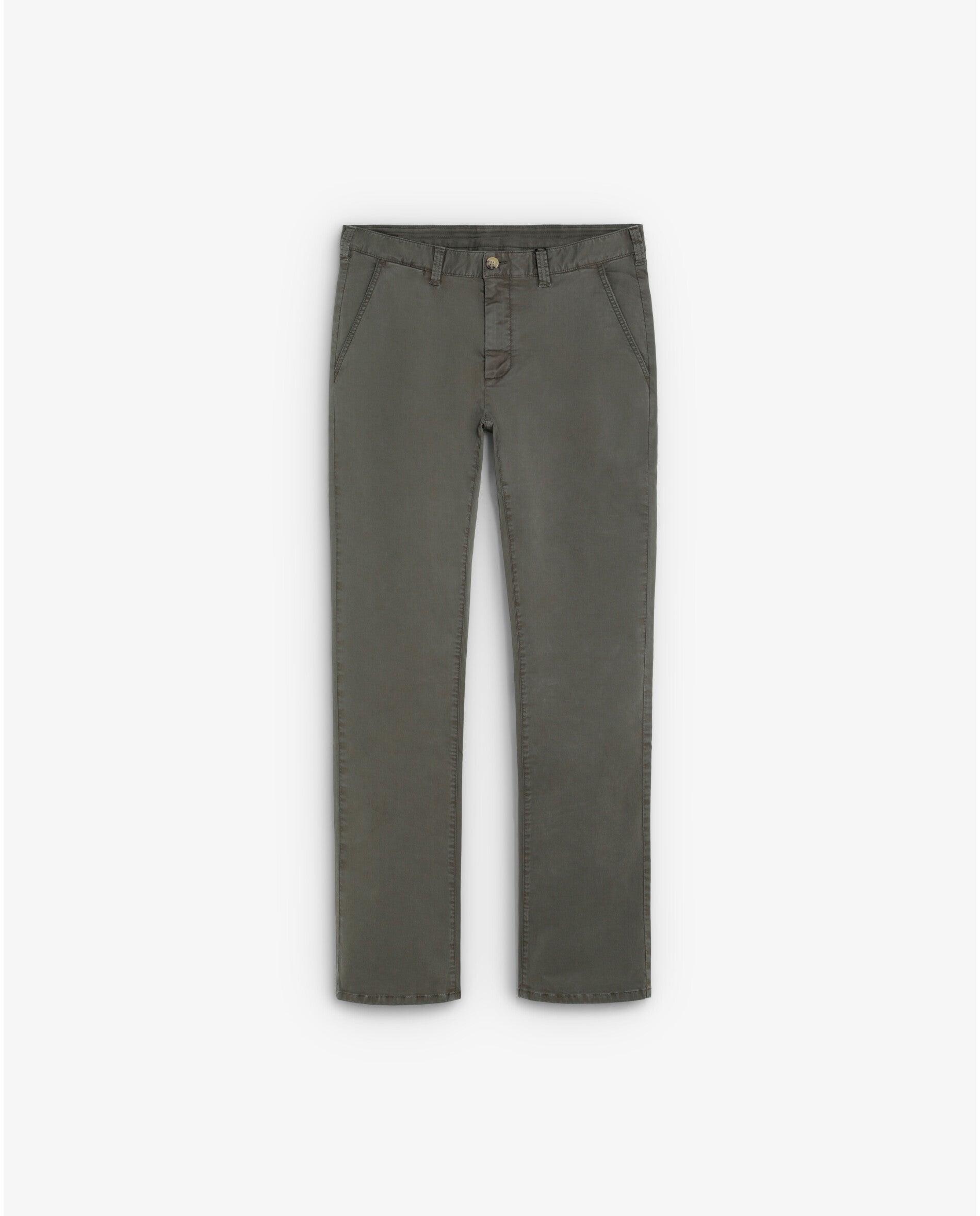 Calças Chino Slim Fit com Bolsos Frontais Inclinados Verde-militar-6