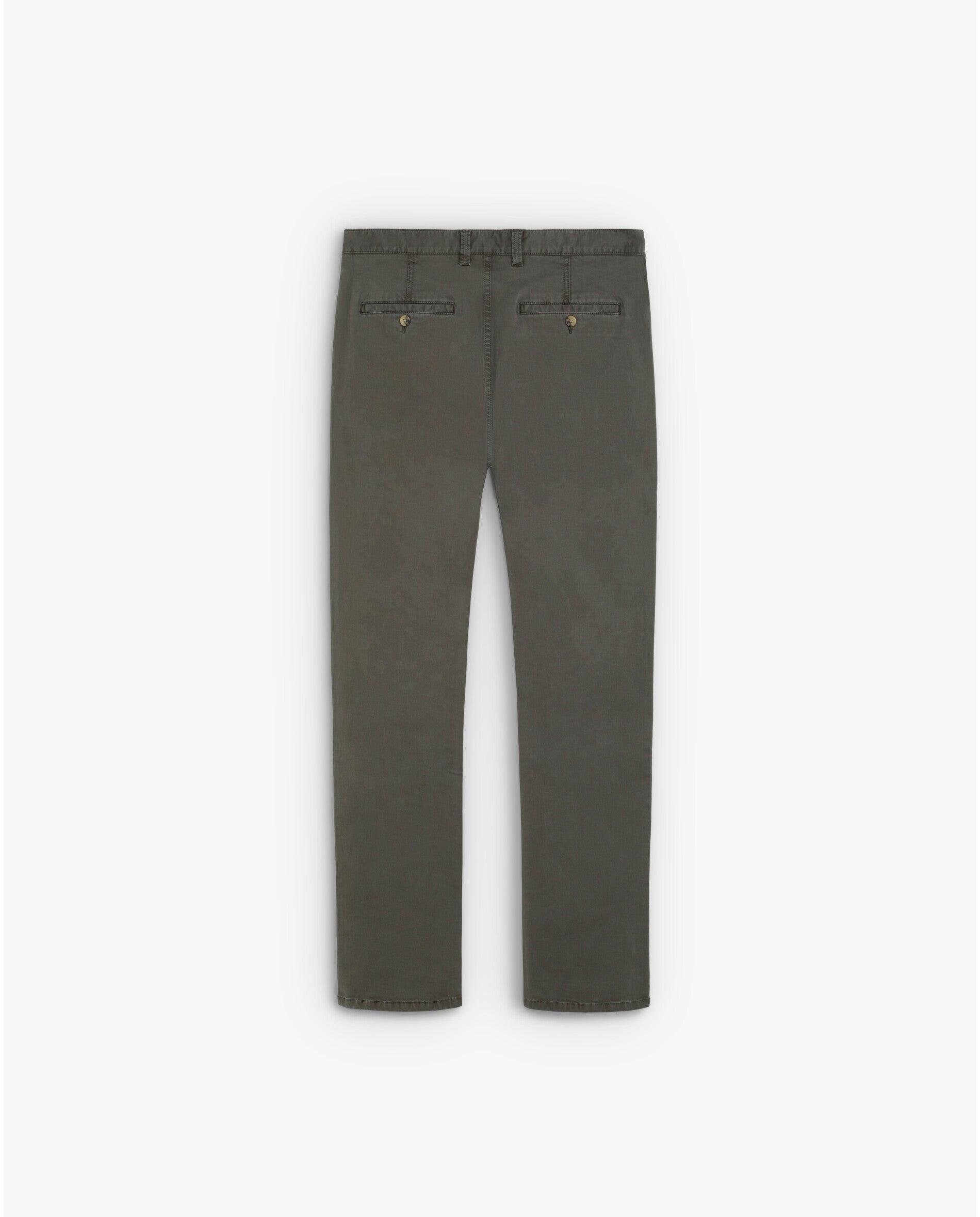 Calças Chino Slim Fit com Bolsos Frontais Inclinados Verde-militar-7