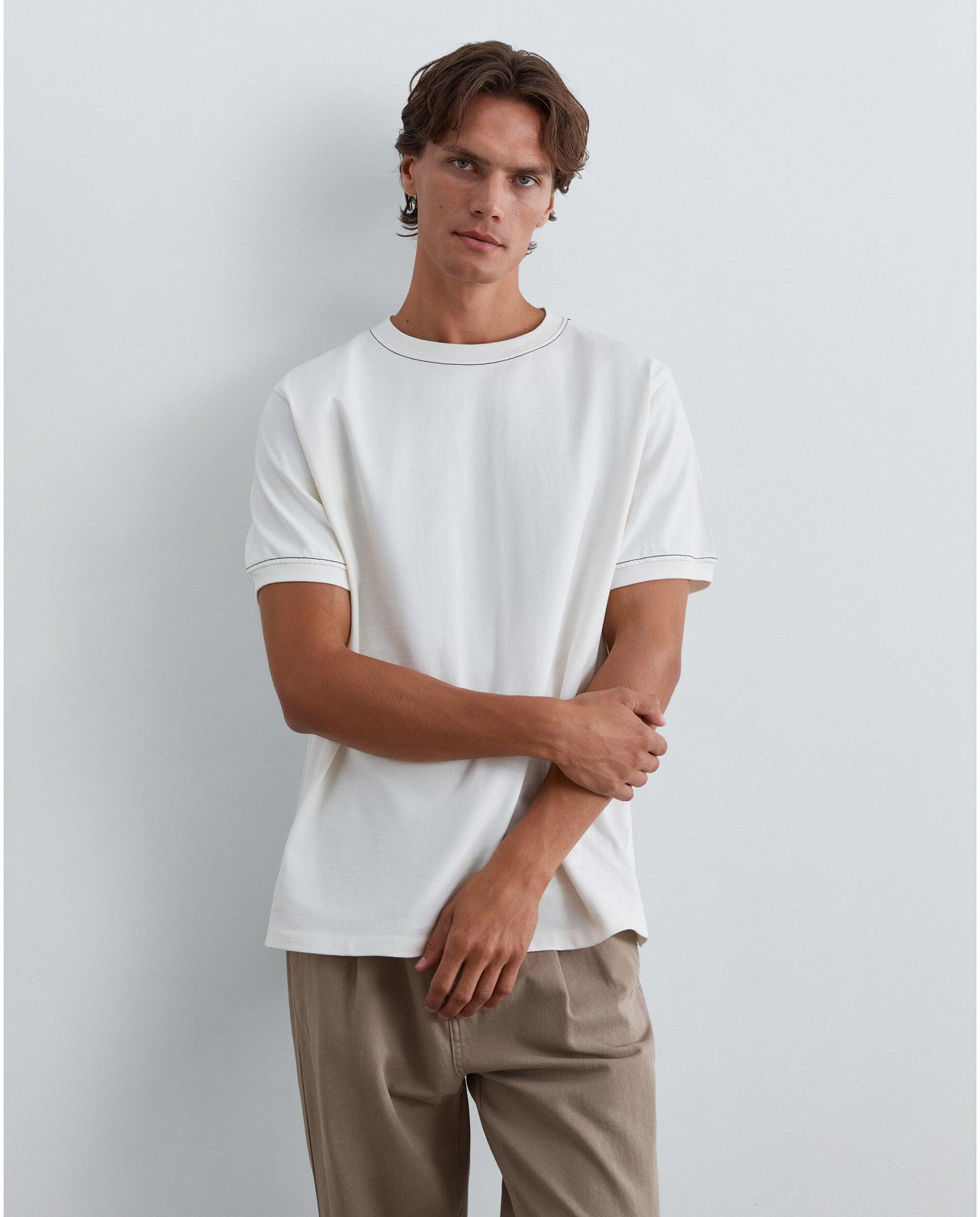 T-shirt de Manga Curta Relaxed Fit de Alto Gramagem Branco-5