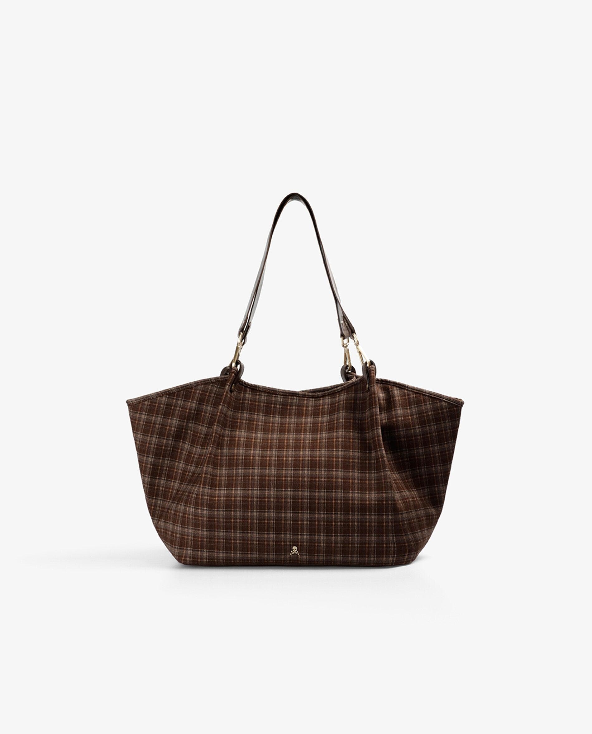 Imagem 0 de Mala Shopper em Tecido com Estampado Aos Quadrados