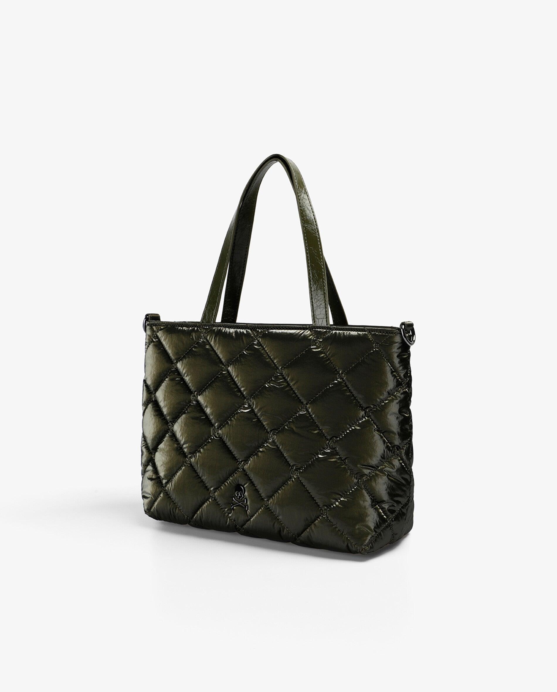 Mala Shopper de Nylon Efeito Acolchoado Verde-militar-3