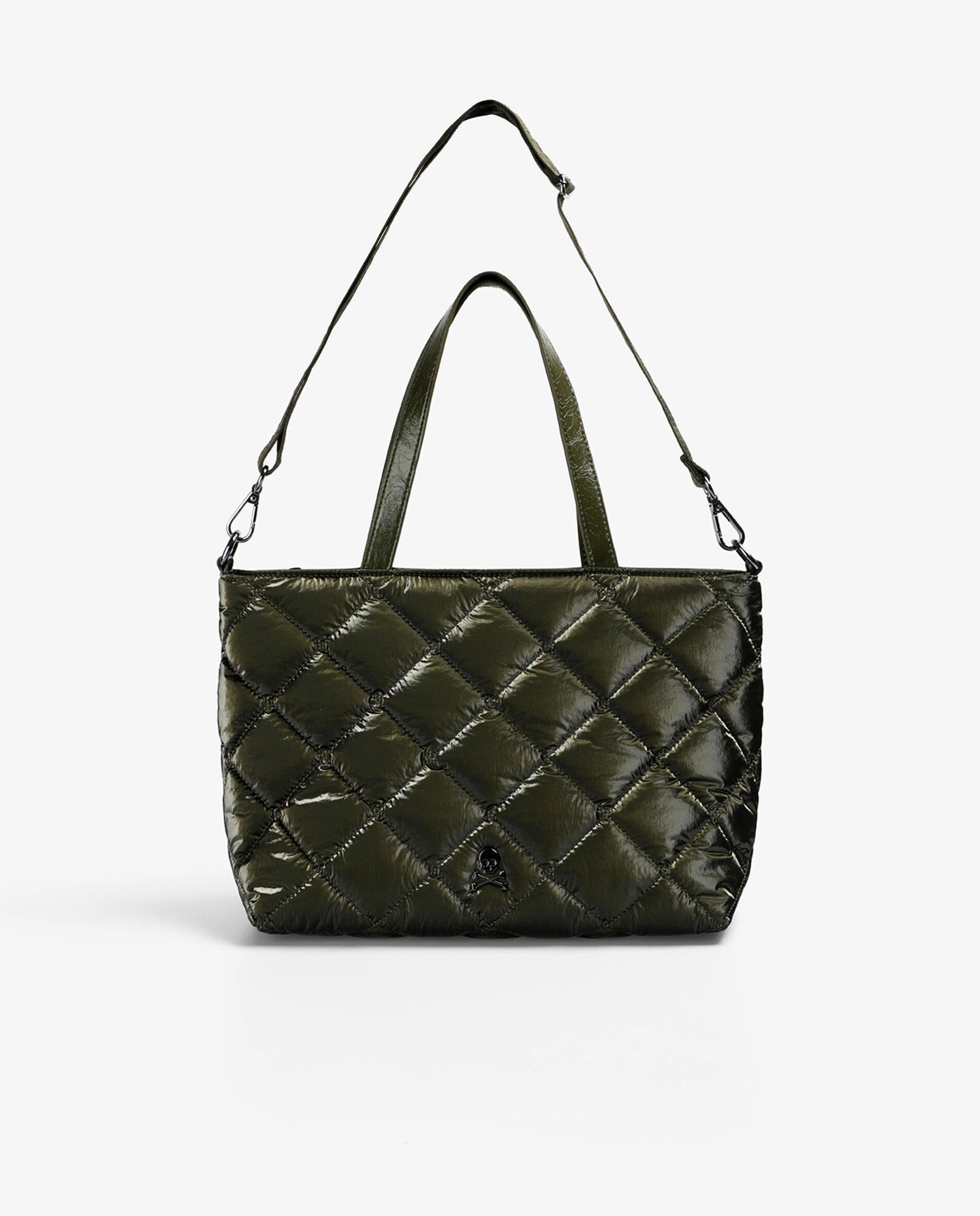 Mala Shopper de Nylon Efeito Acolchoado Verde-militar-4
