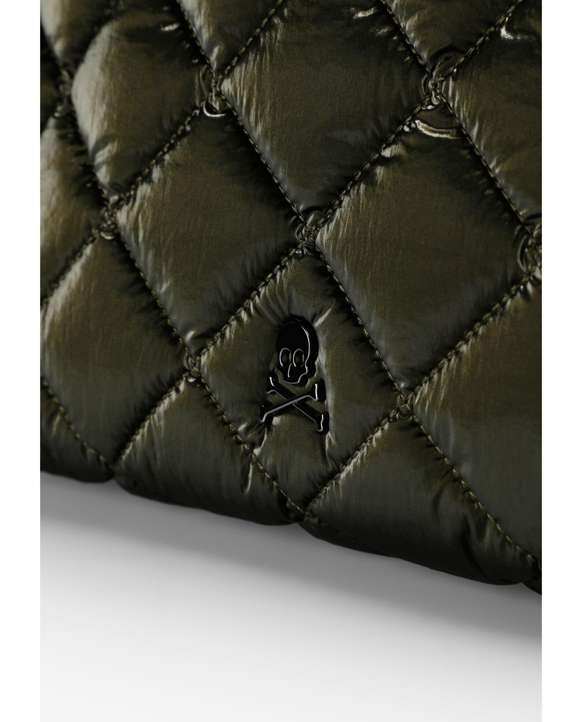Mala Shopper de Nylon Efeito Acolchoado Verde-militar-5