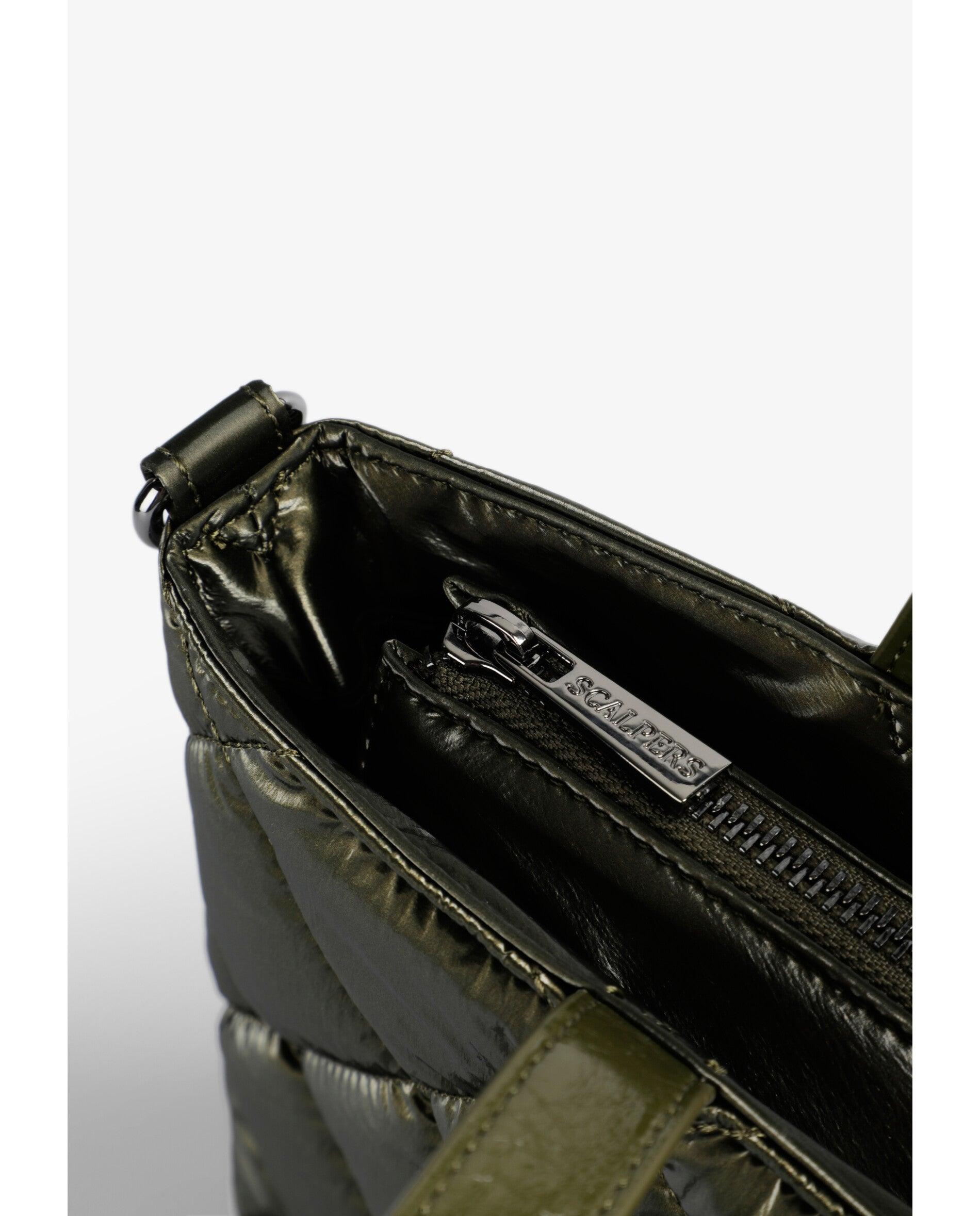 Mala Shopper de Nylon Efeito Acolchoado Verde-militar-6
