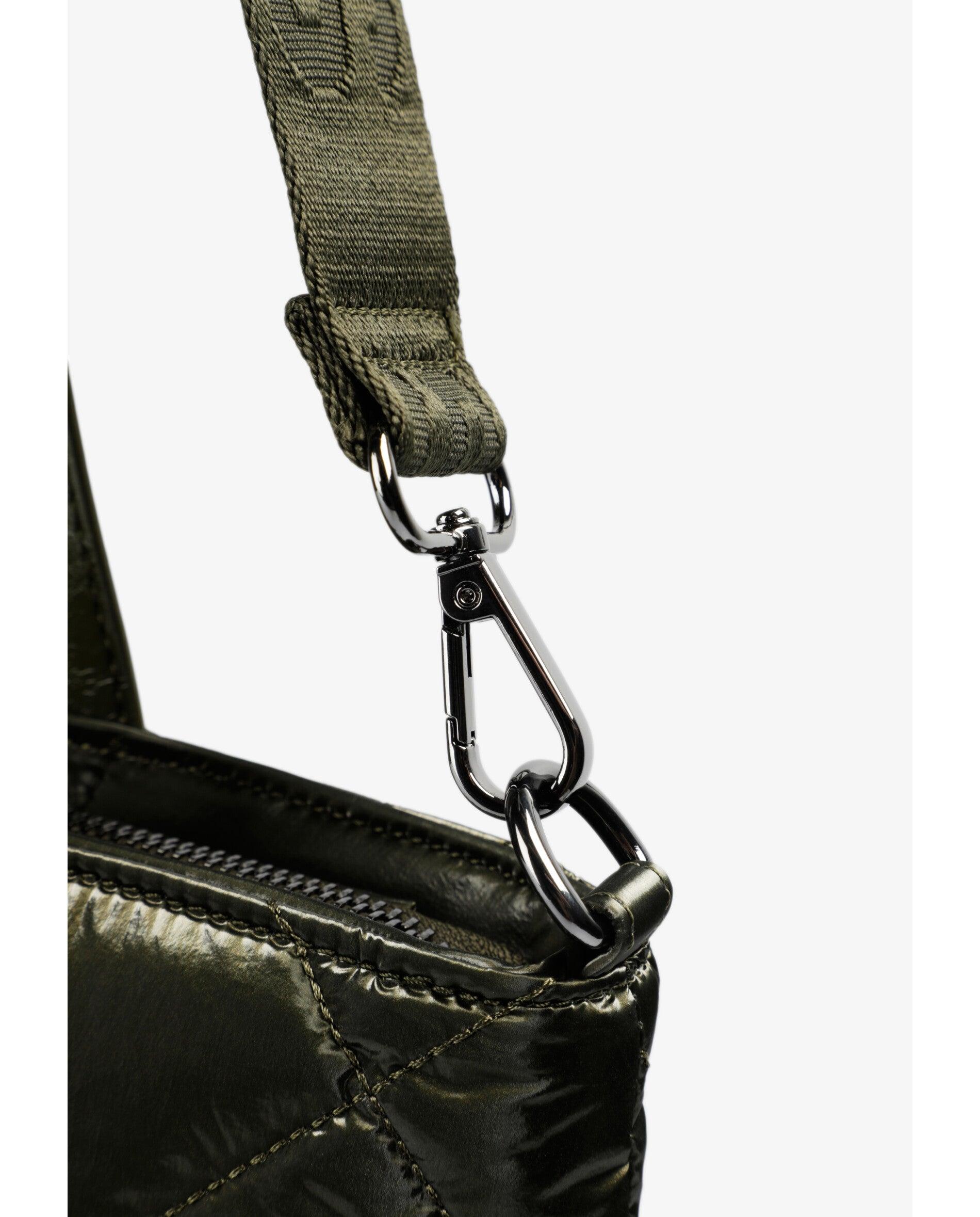 Mala Shopper de Nylon Efeito Acolchoado Verde-militar-8