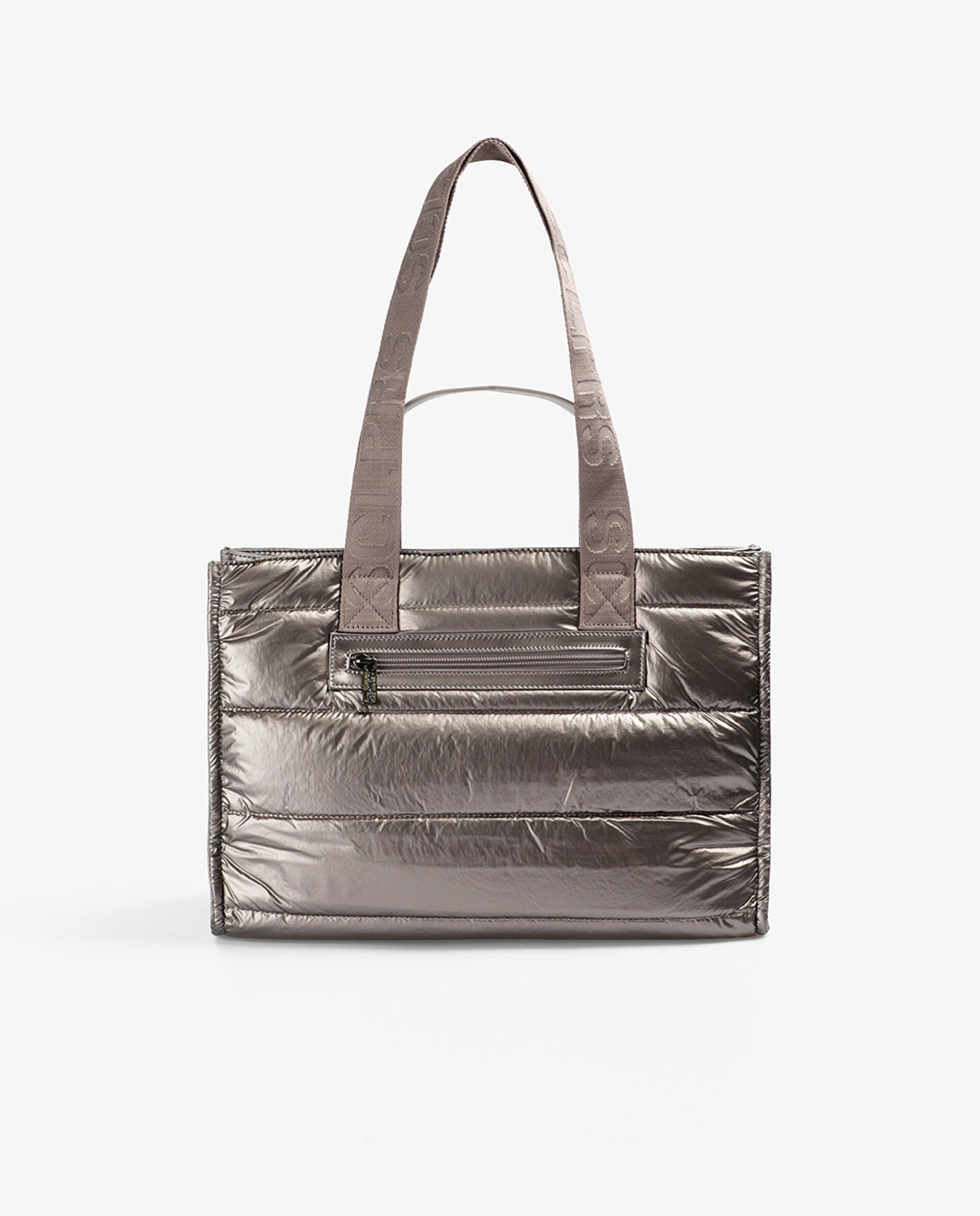 Shopper Acolchoado com Fecho de Snap Prata-2