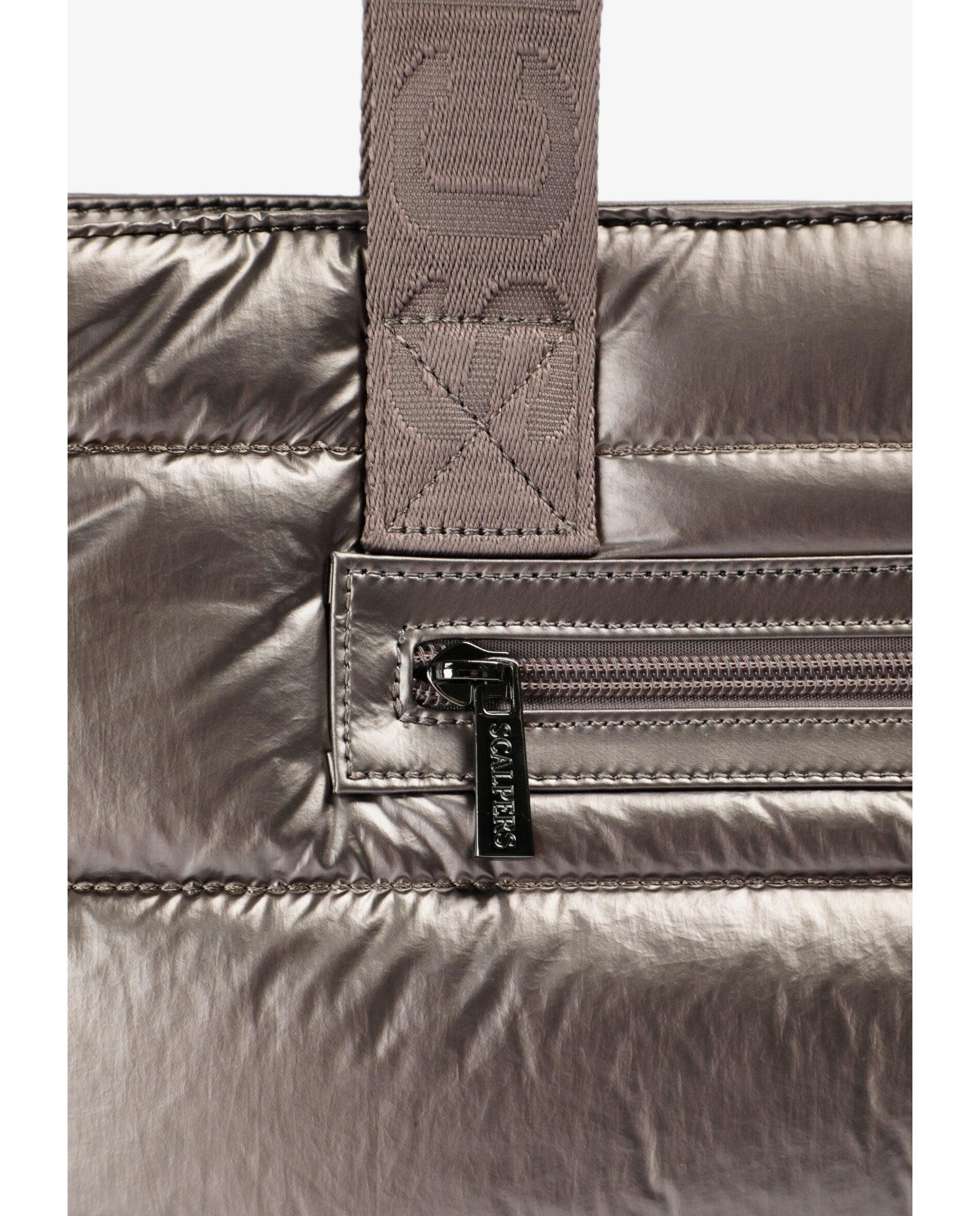Shopper Acolchoado com Fecho de Snap Prata-5