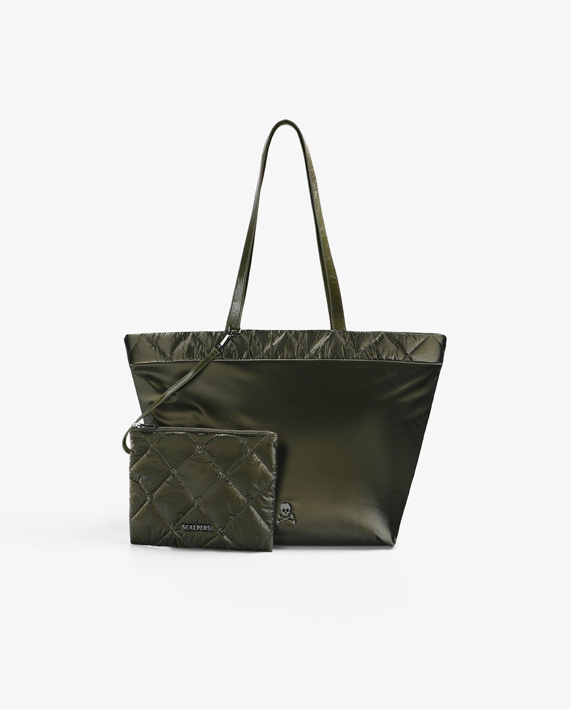 Shopper com Mini Mala Acolchoada Amovível Verde-militar-4