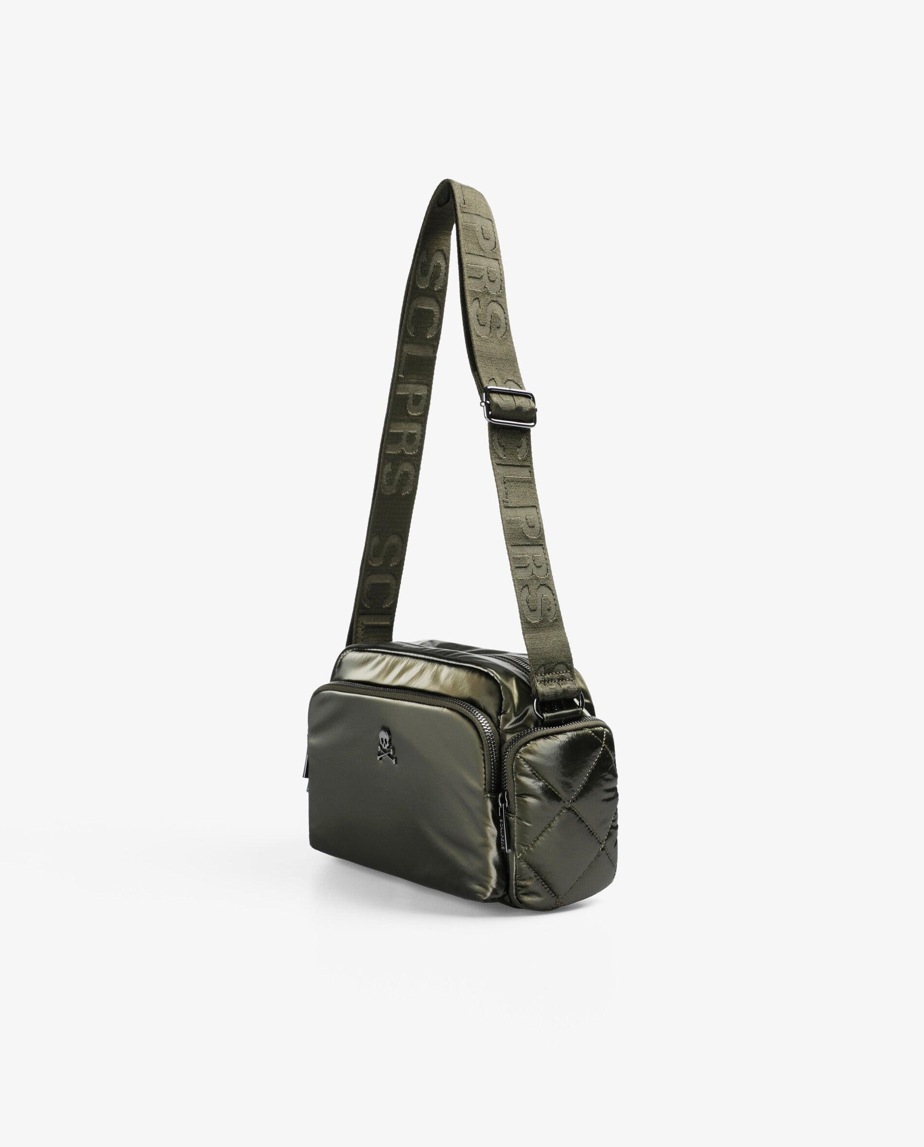 Mala a Tiracolo Multibolsos com Alça Regulável Verde-militar-3