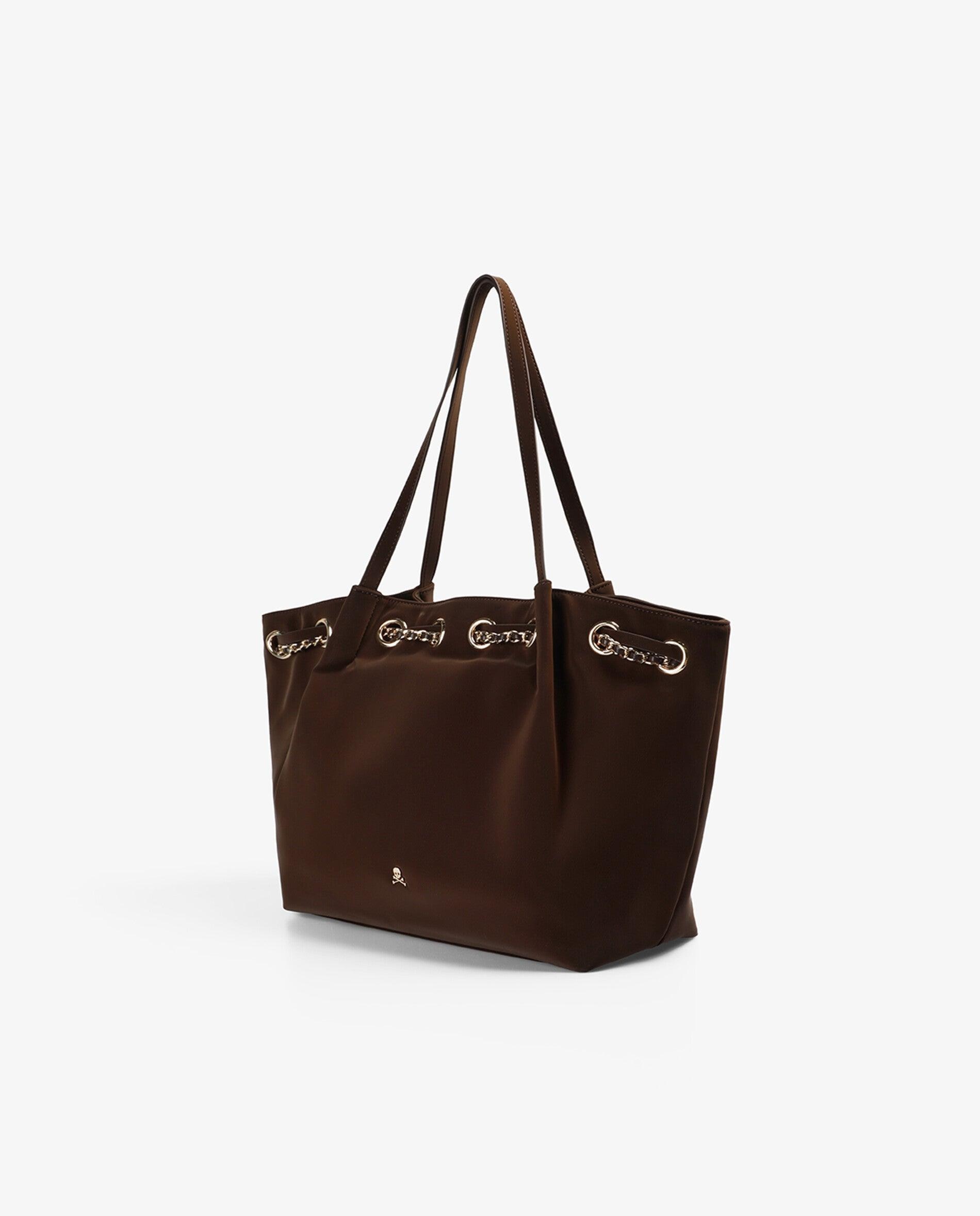 Shopper com Bolso Duplo Interior e Fecho Zip Castanho-3